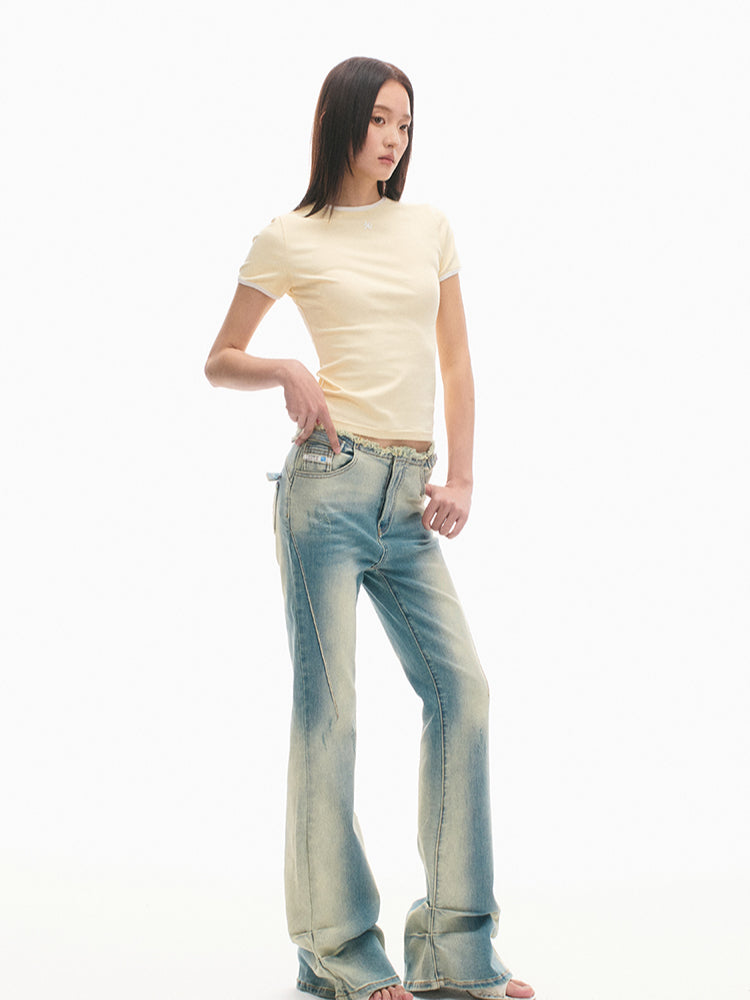 Vintage High-Stretch Wash Flared Denim Jeans