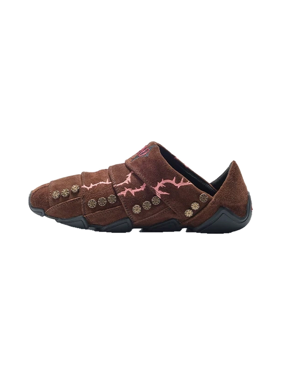 Embroidered Layered Suede Studded Mules - view 1
