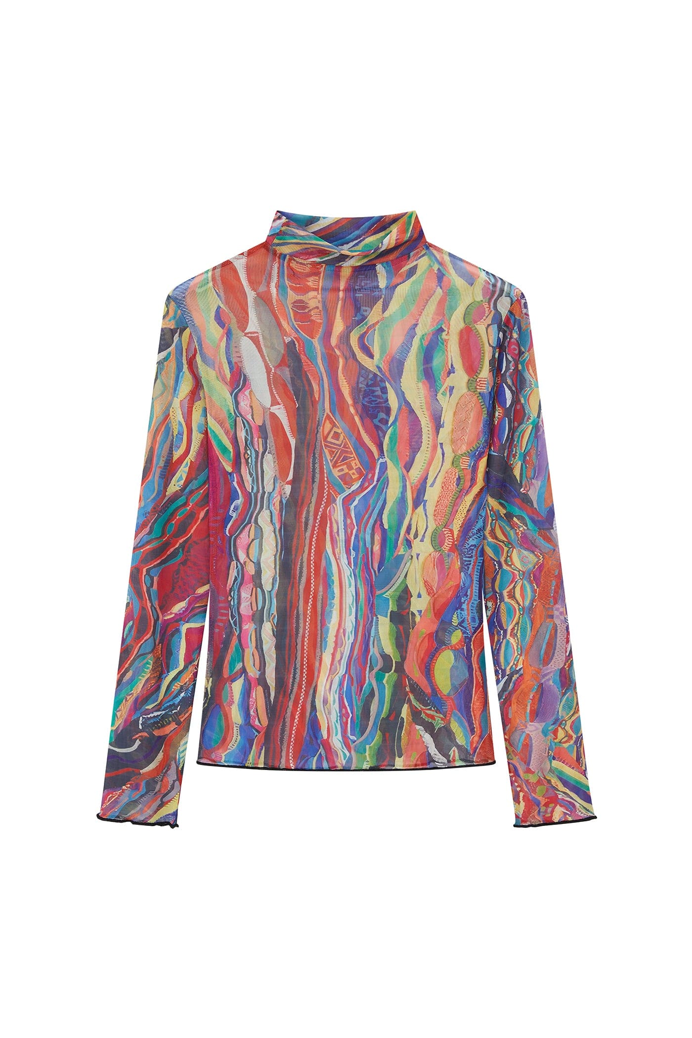 Psychedelic Abstract Print Mesh Top