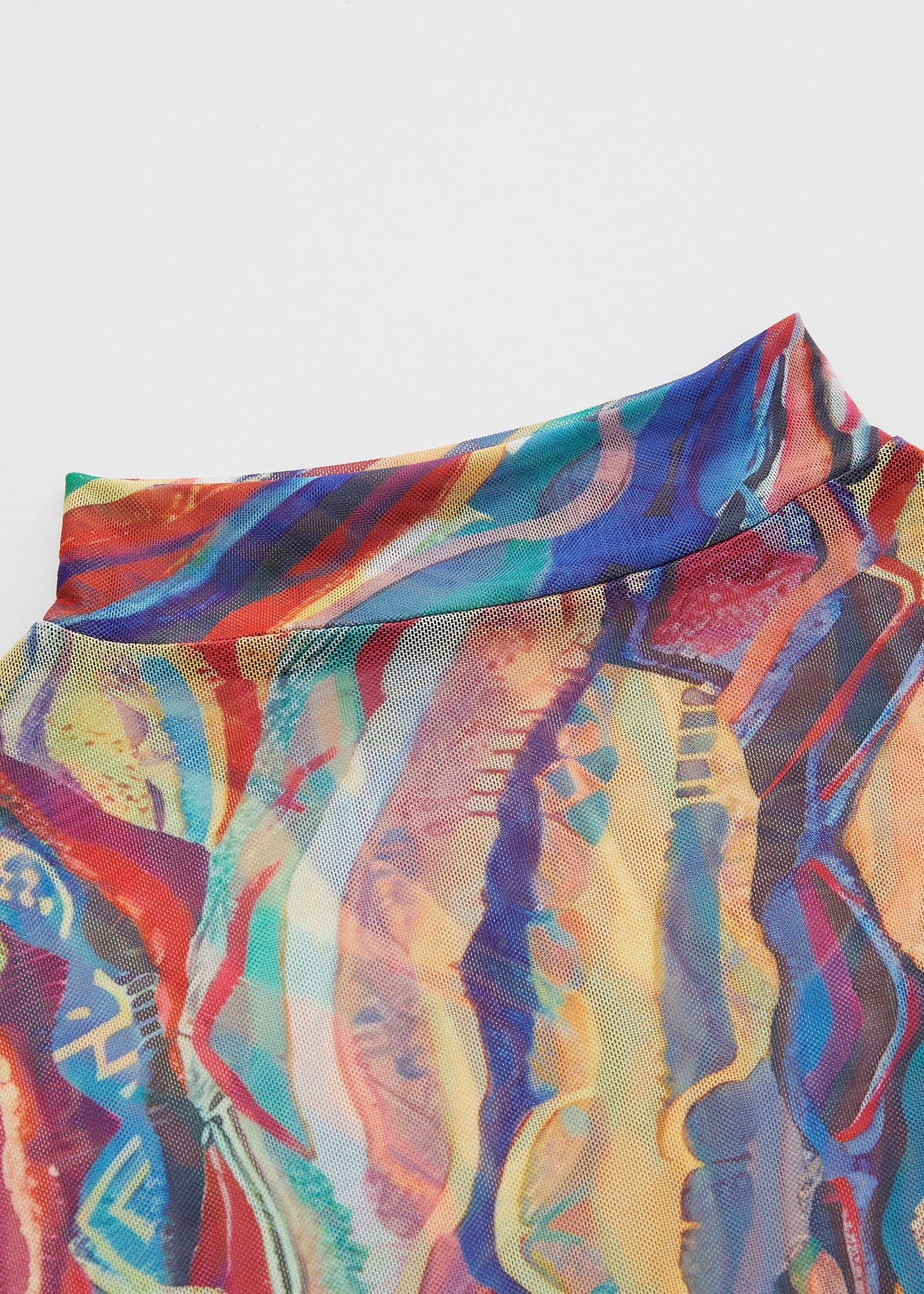 Psychedelic Abstract Print Mesh Top