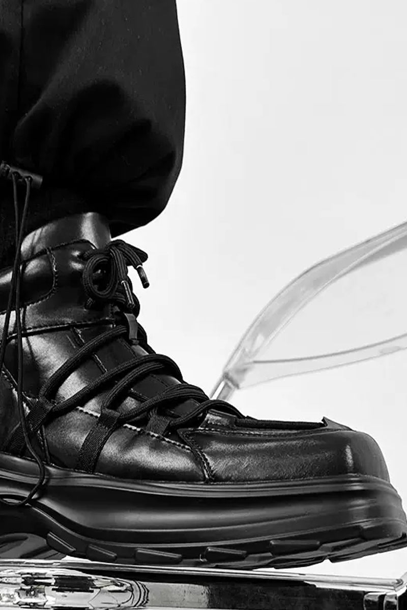 Black Chunky Platform High-Top Sneakers