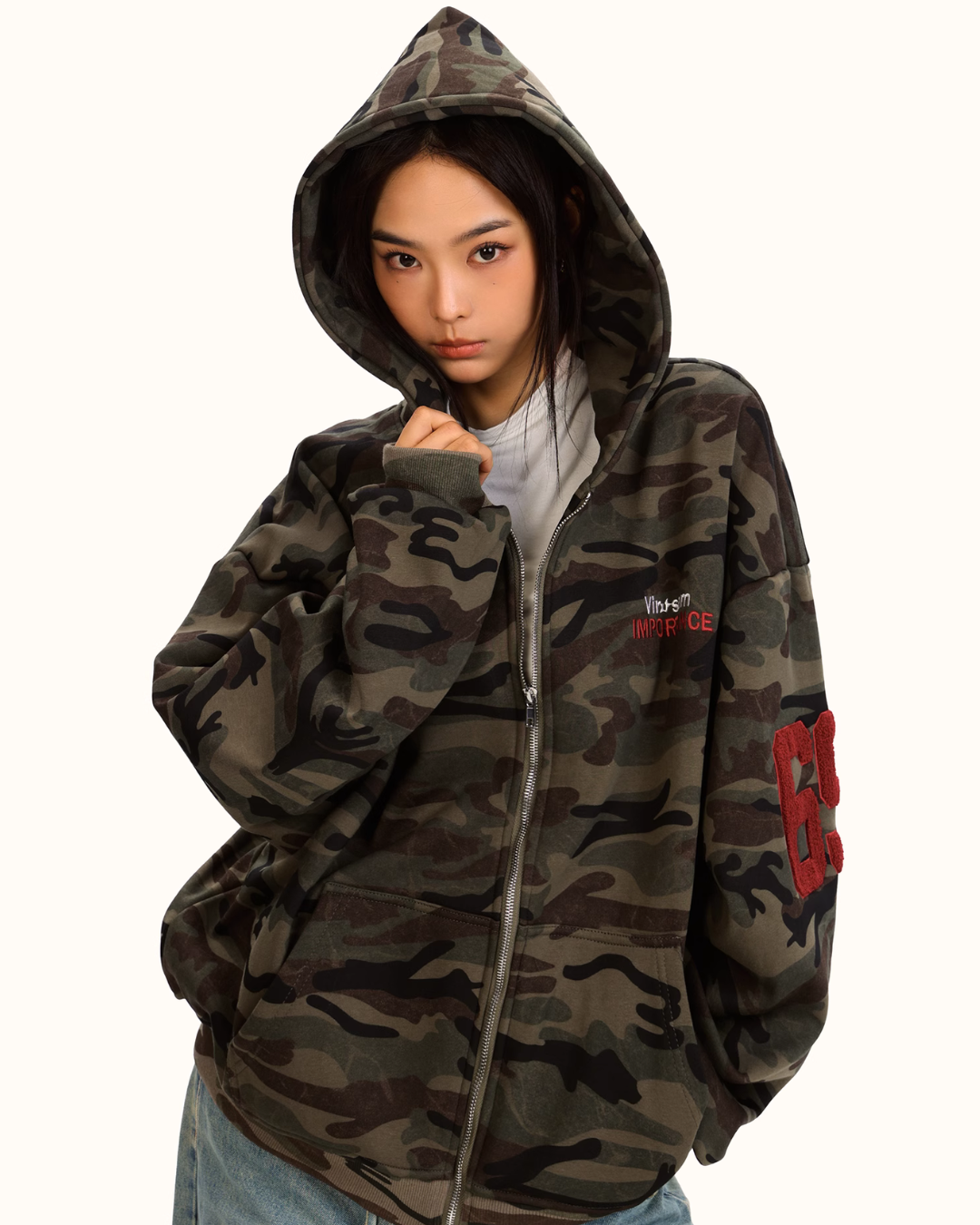 Unisex "Back Number" Zip Hoodie Jacket