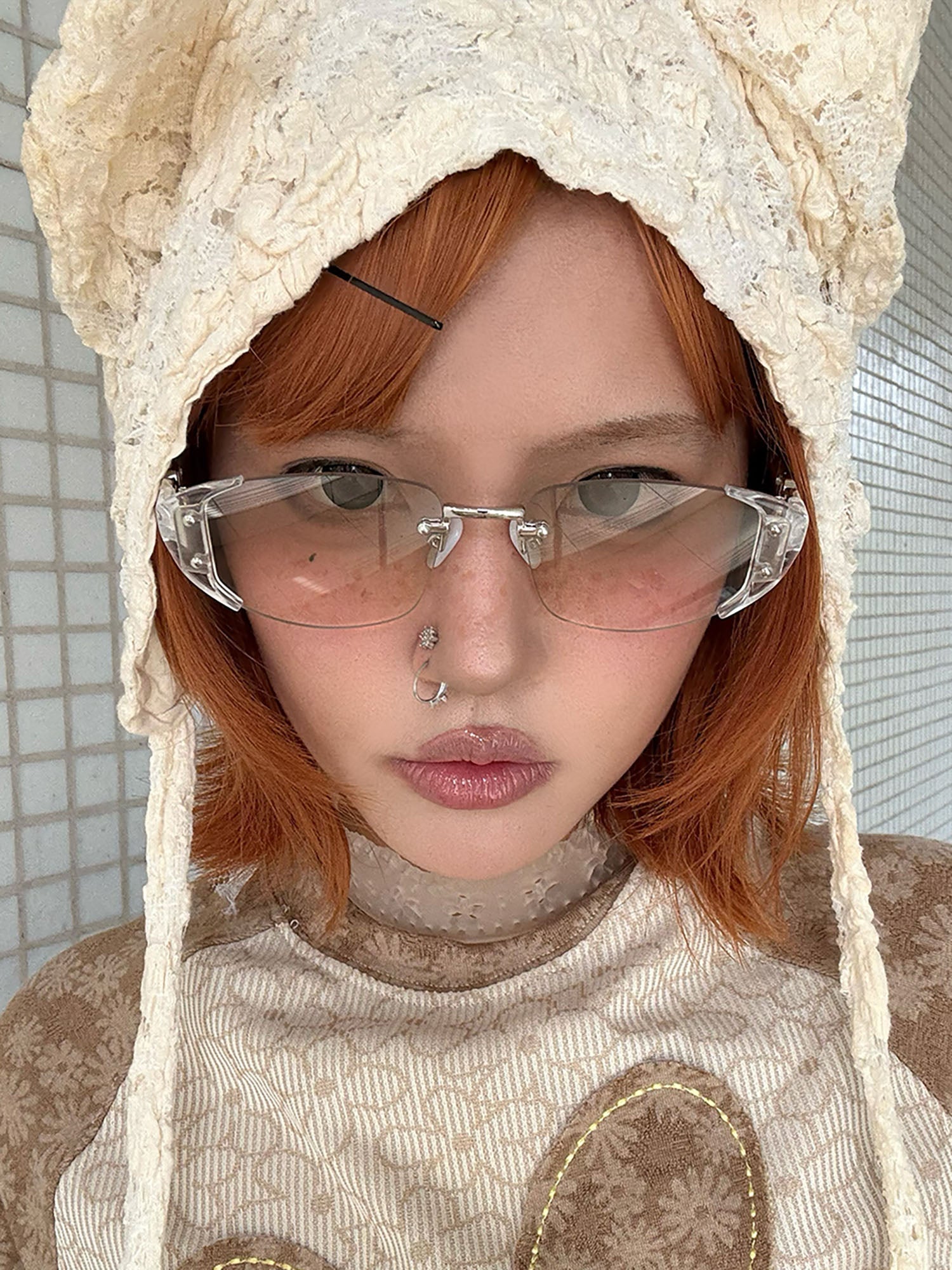 Translucent Rimless Oval Sunglasses - view 4