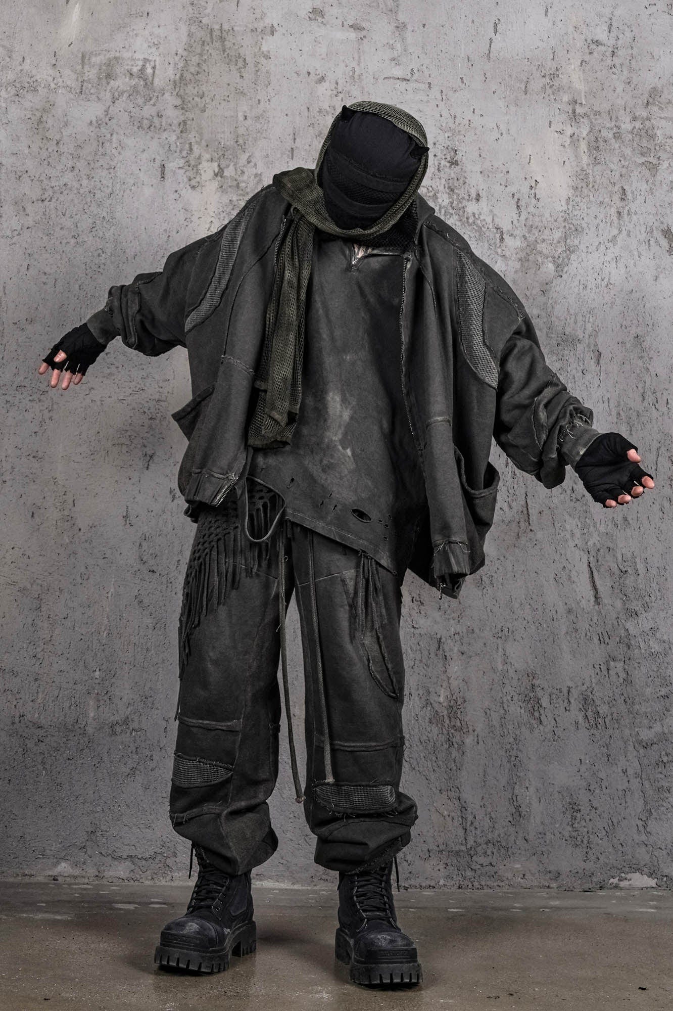 Distressed Tactical Hooded Jacket