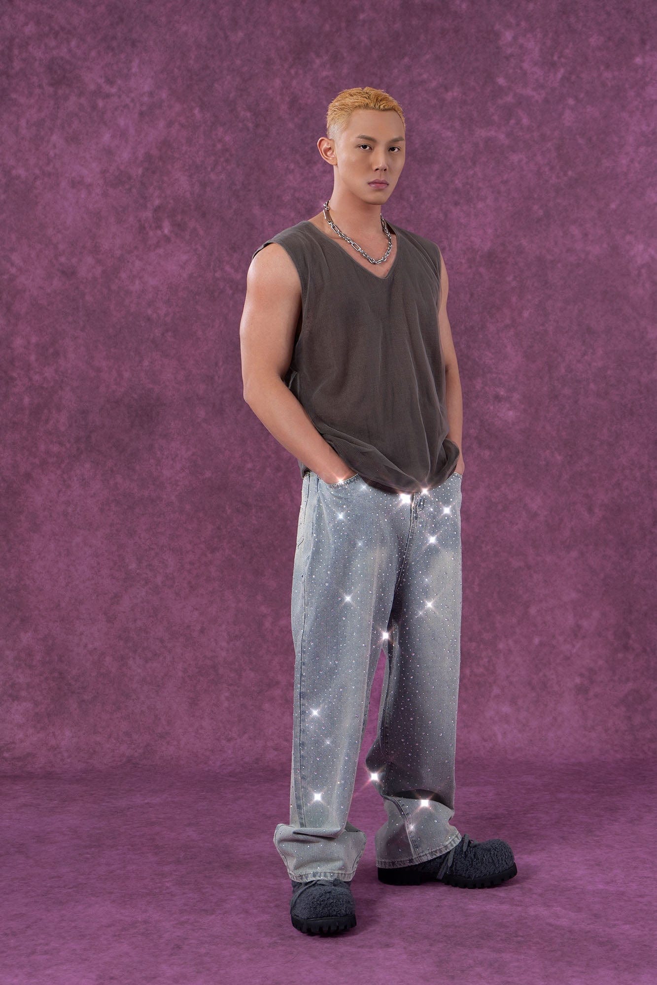 Light Wash Rhinestone Studded Jeans