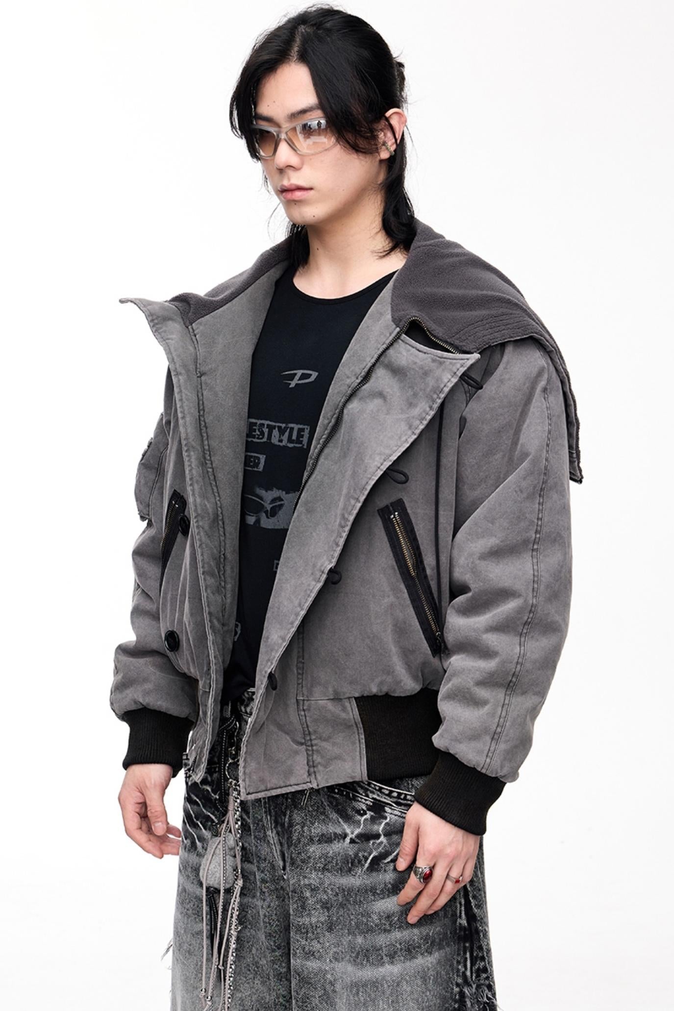 Men's Resin Buckle Hooded Flight Jacket