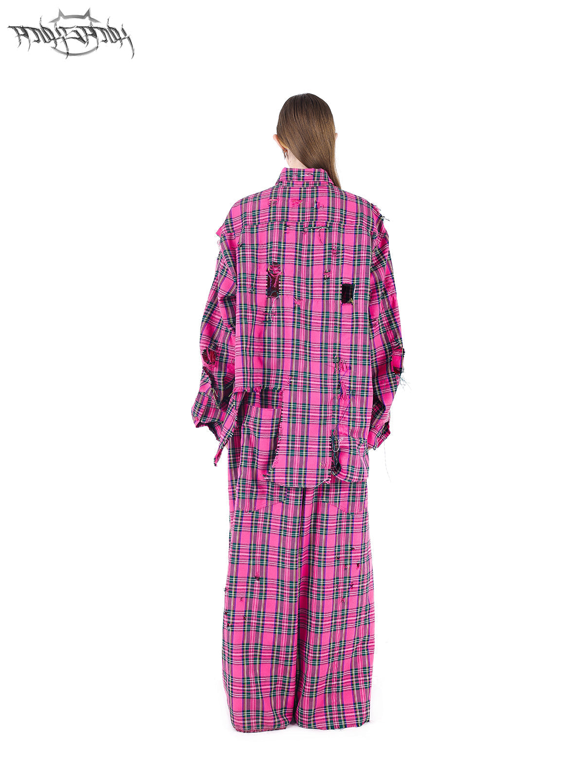 PINKSPINK Punk Plaid Oversized Shirt - Hot Pink