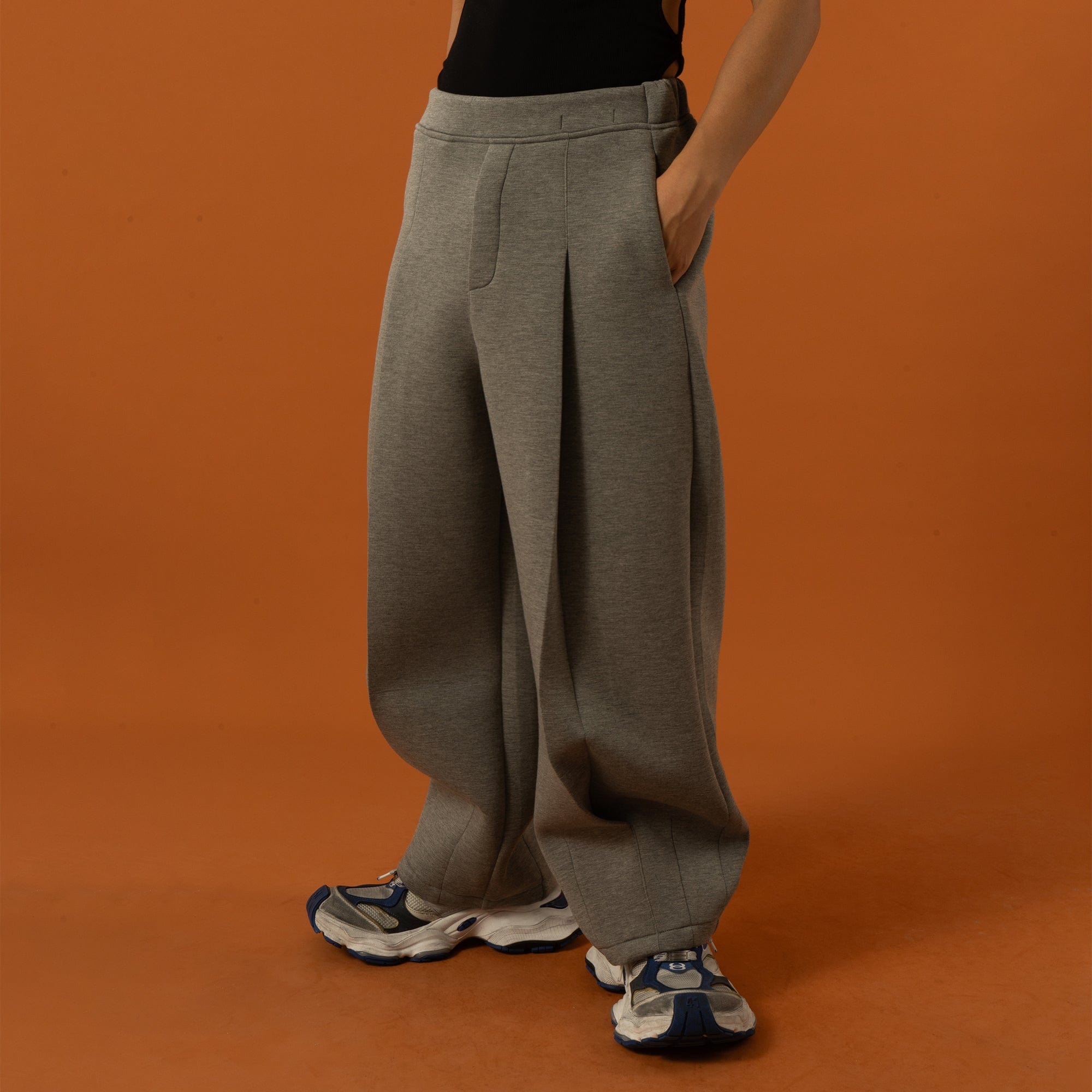 Wide Leg Pleated Crinkled Sweatpants
