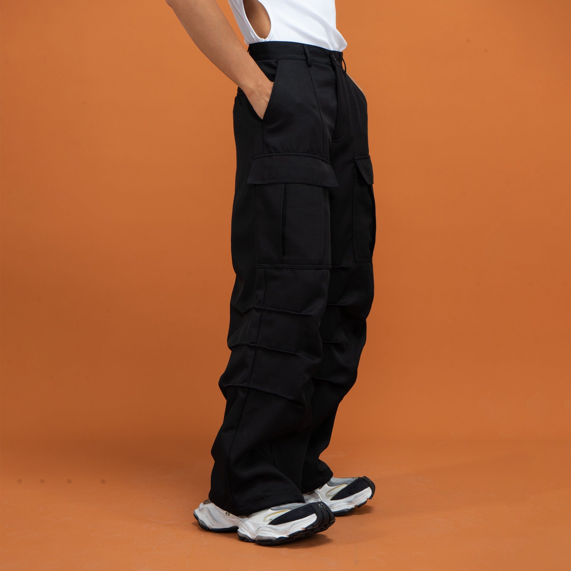 Multi-Pocket Crinkled Cargo Pants