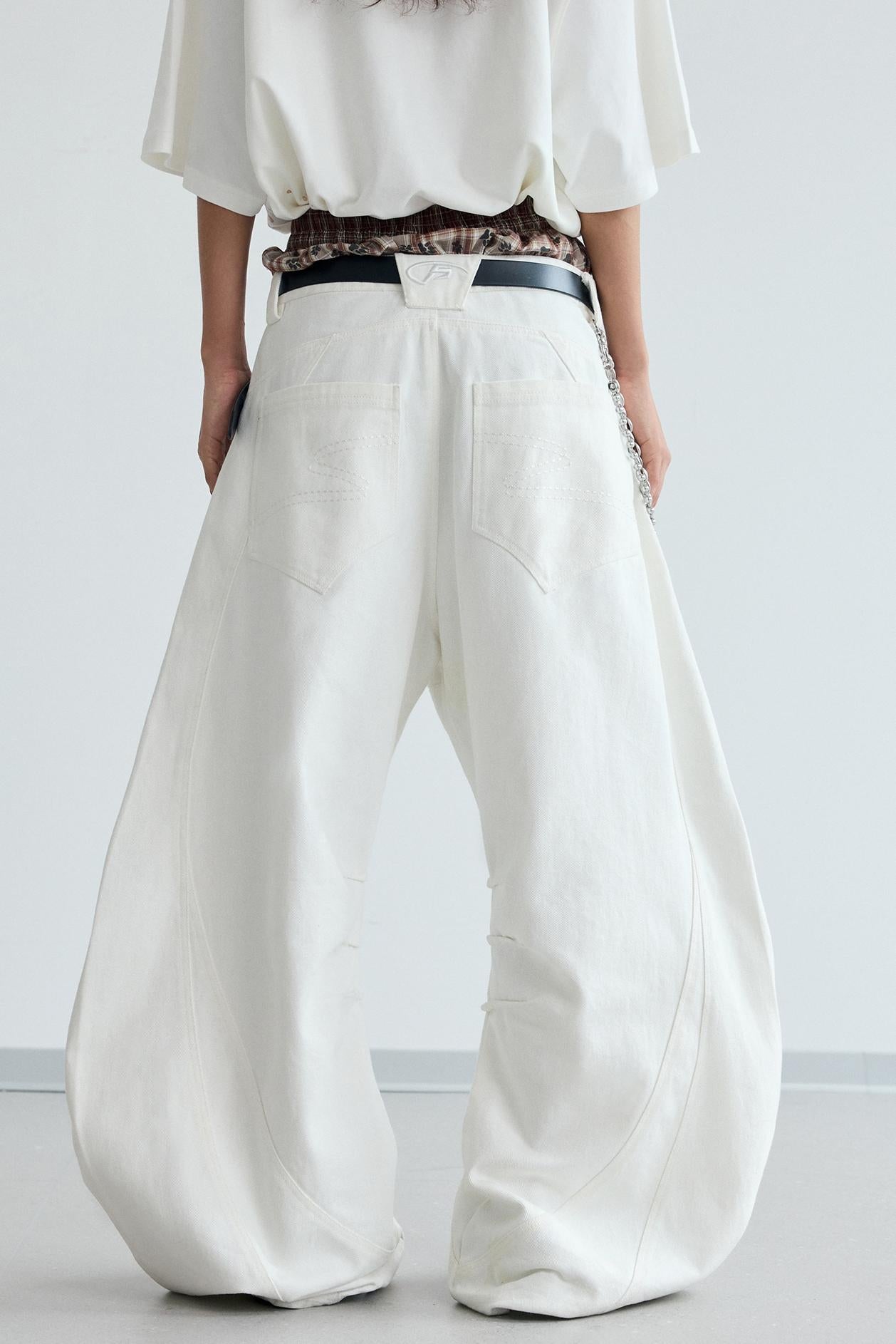 Men's Frayed Wide-Leg Machete Jeans