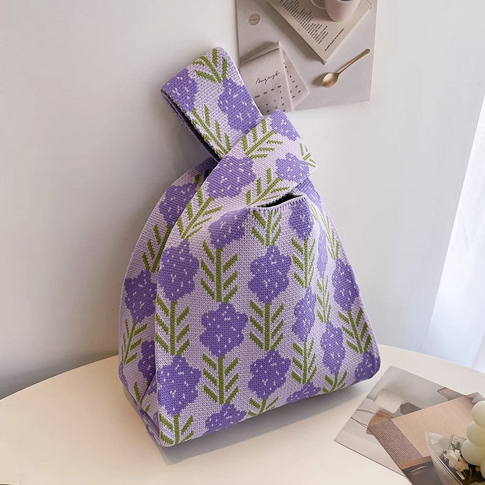 Retro Pattern Knit Storage Pouch