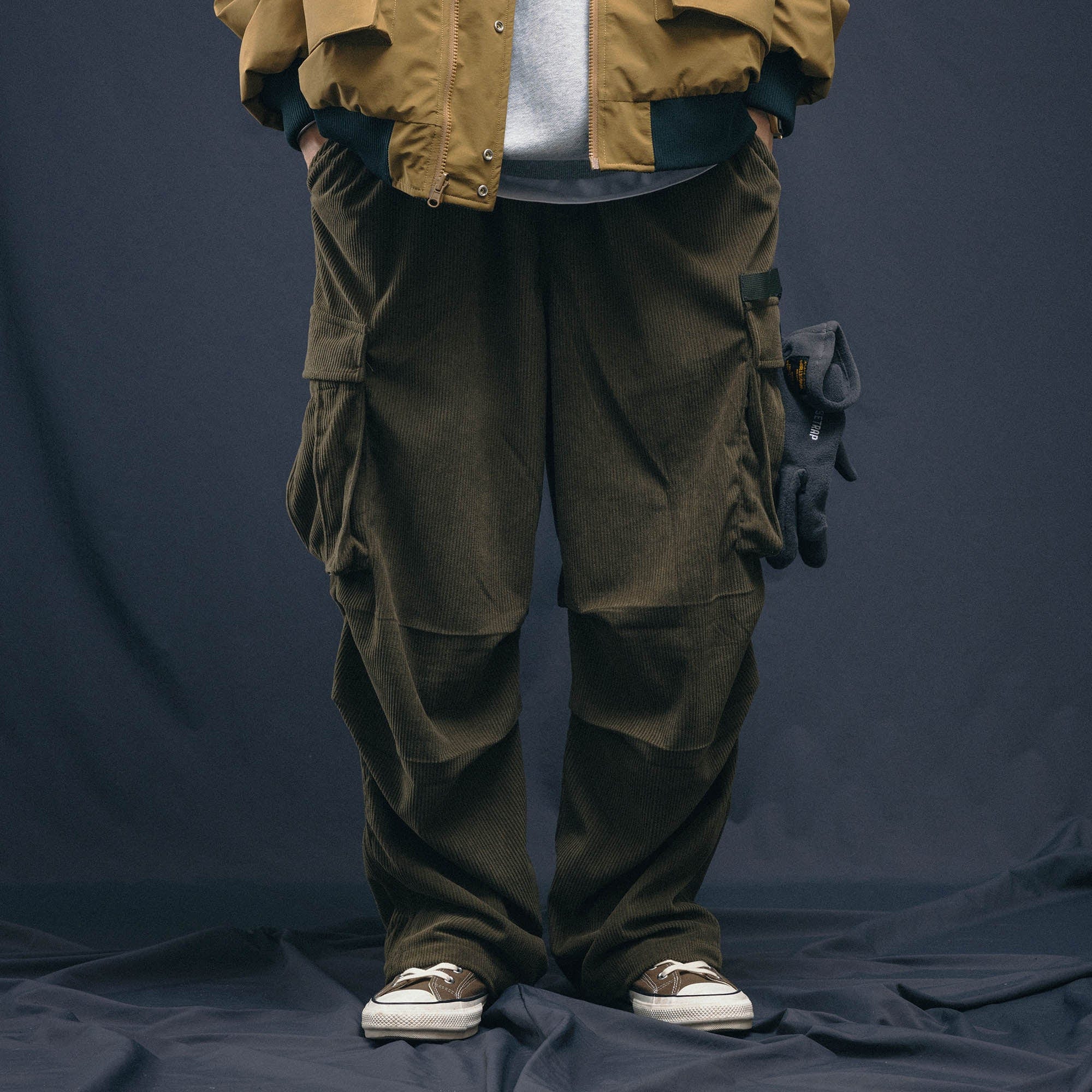 Corduroy Crinkled Cargo Pants