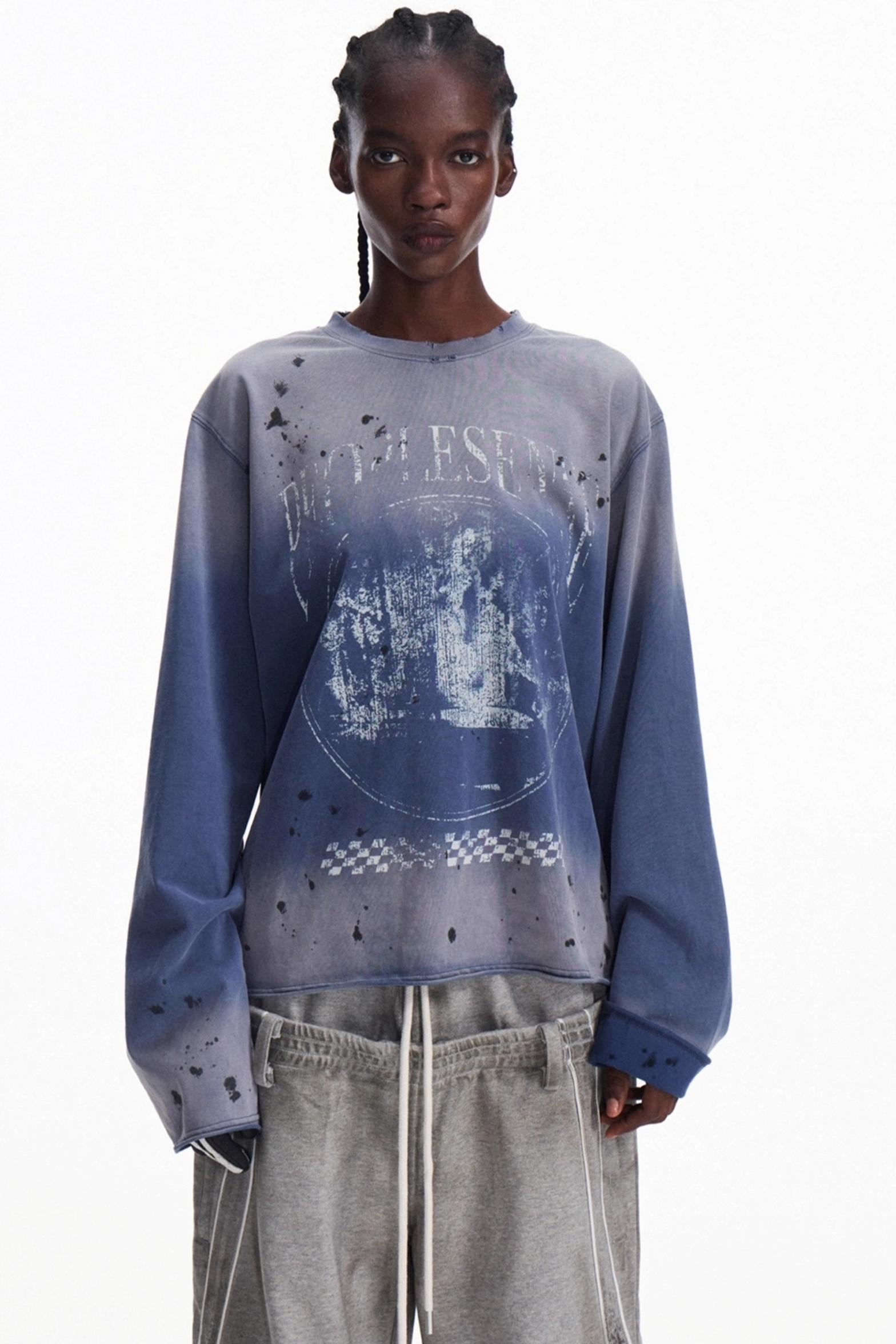 Men's Vintage Gradient Pullover Sweatshirt