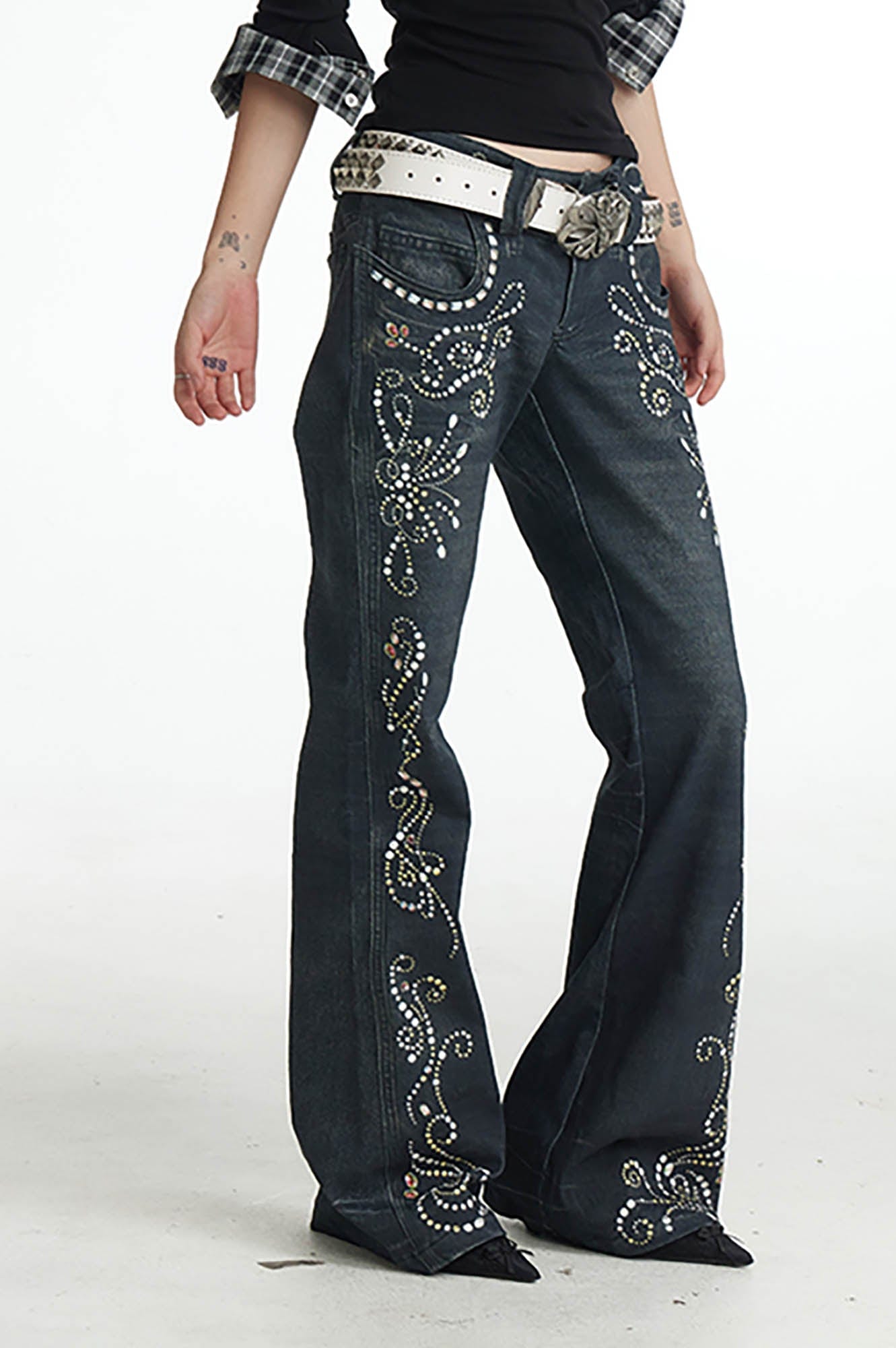 Rhinestone Flare Jeans