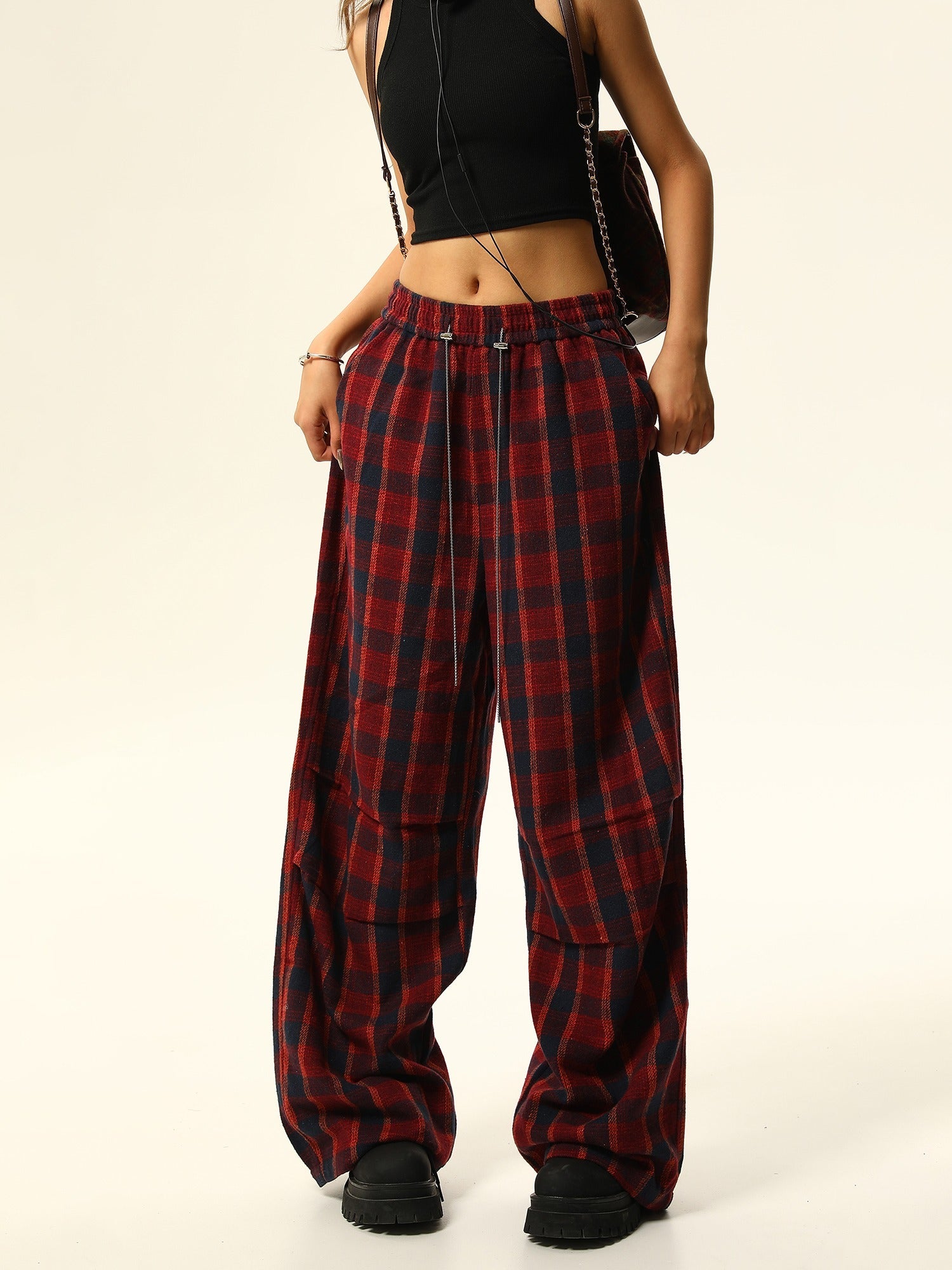 Buffalo Check Wide-Leg Lounge Pants