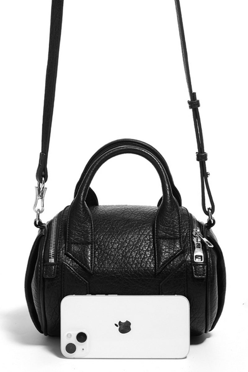 Black Mini Barrel Crossbody Bag