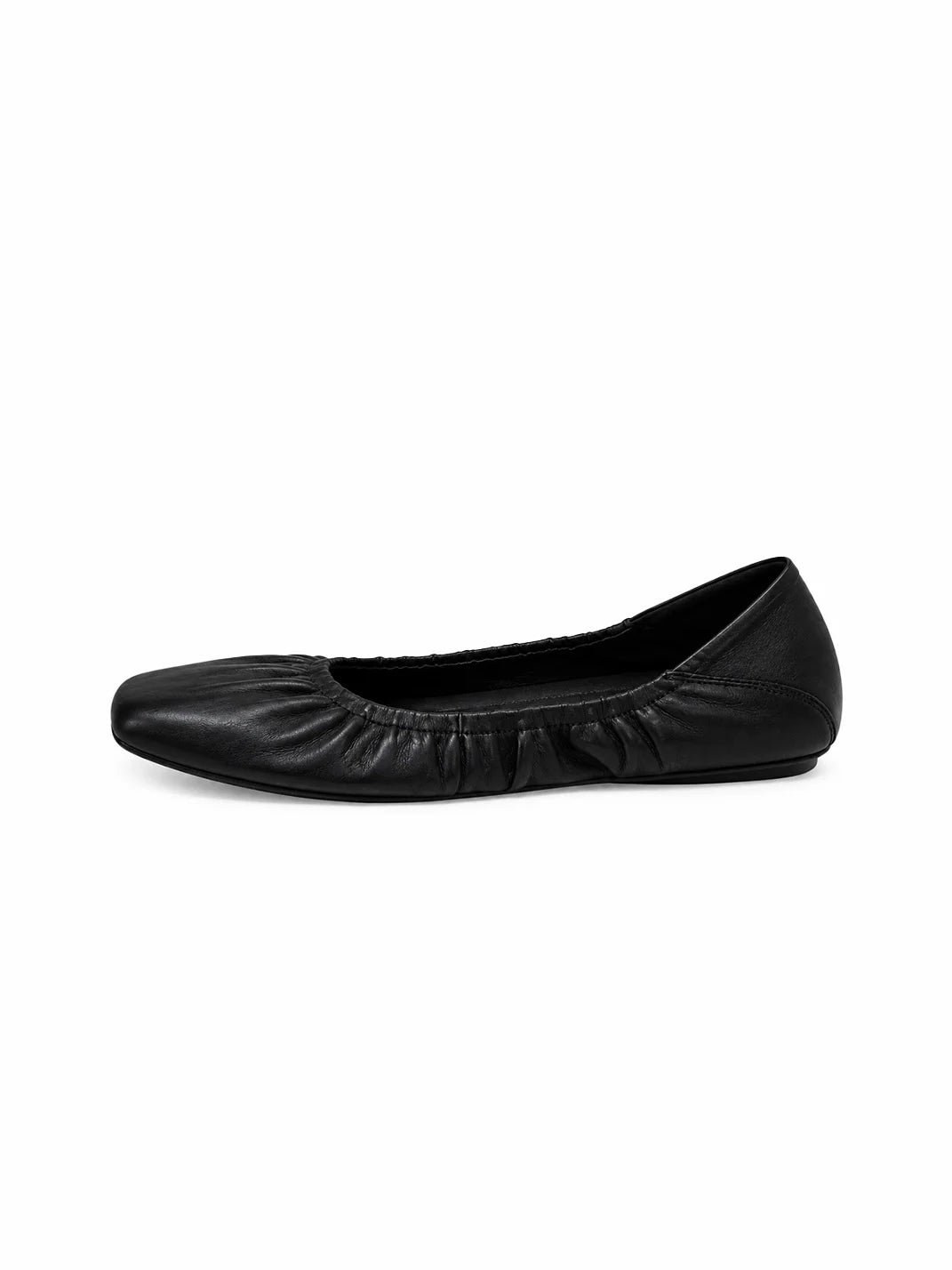 Gathered Lambskin Square-Toe Slip-On Flats - view 1