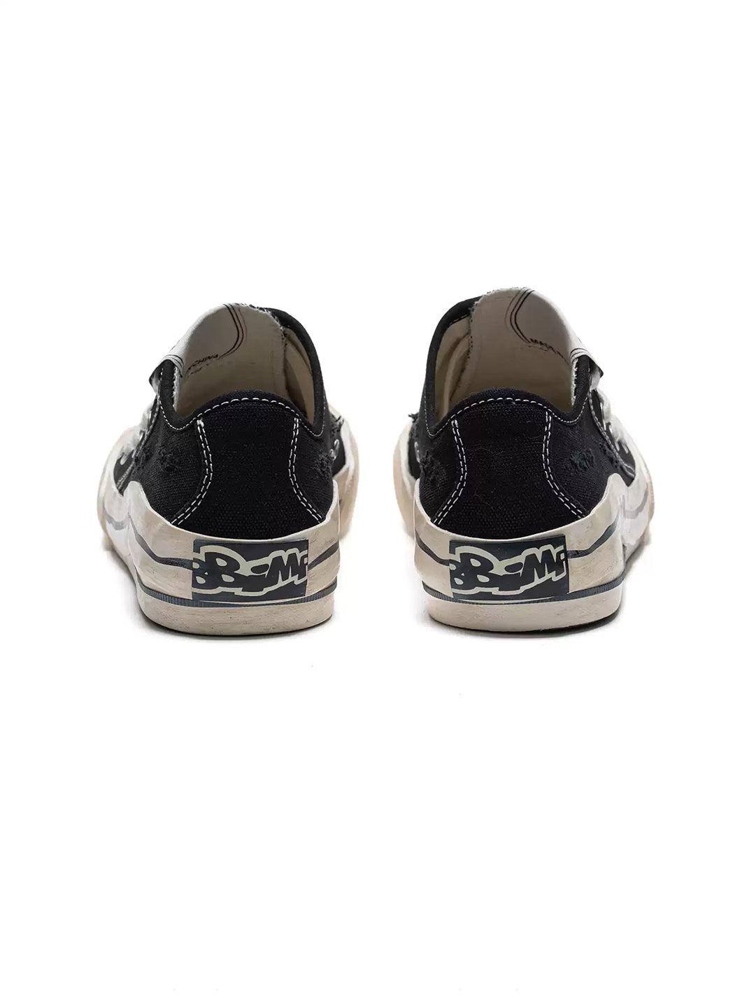 Layered-Sole Distressed Black Canvas Sneakers - view 8