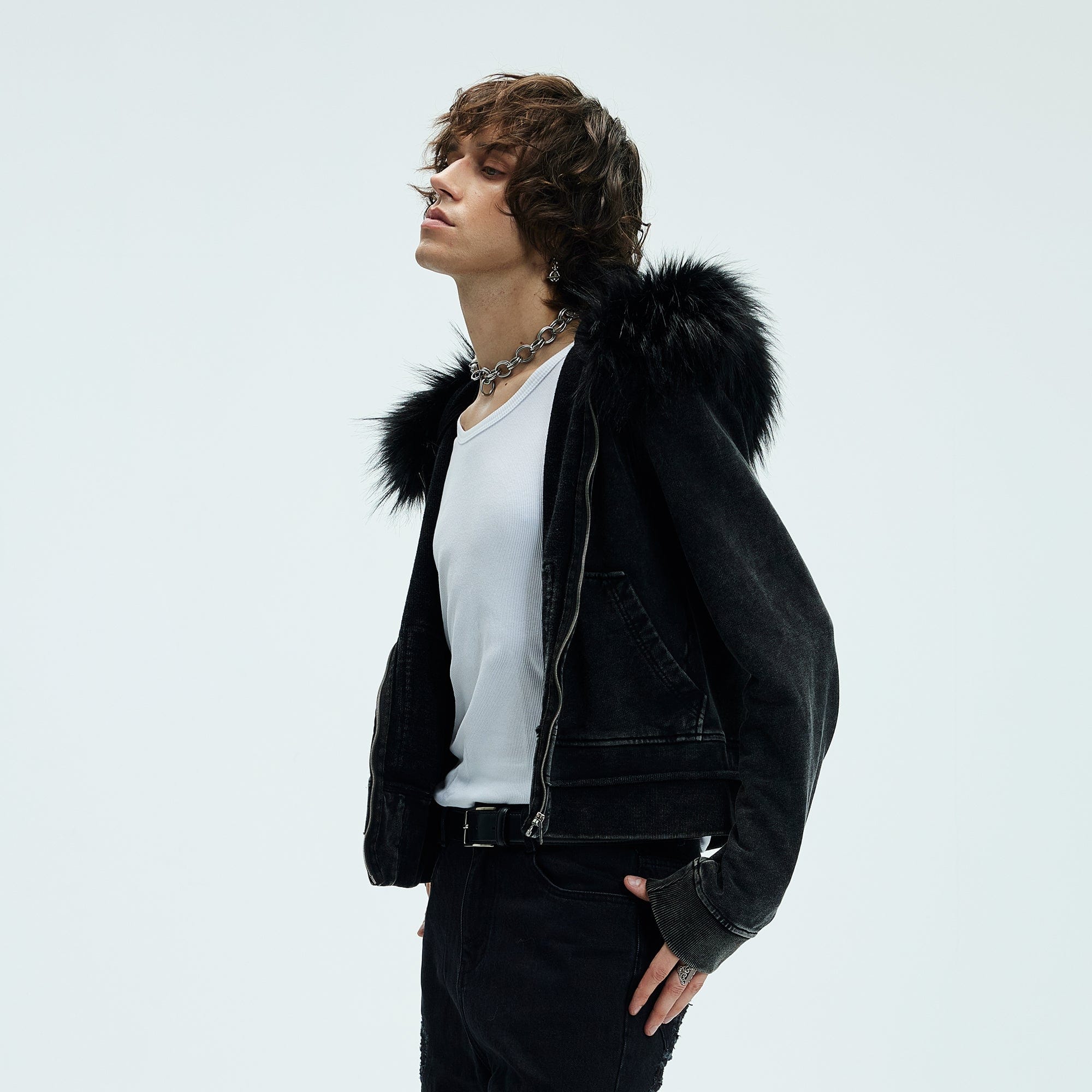 Fur Hood Washed Jacket