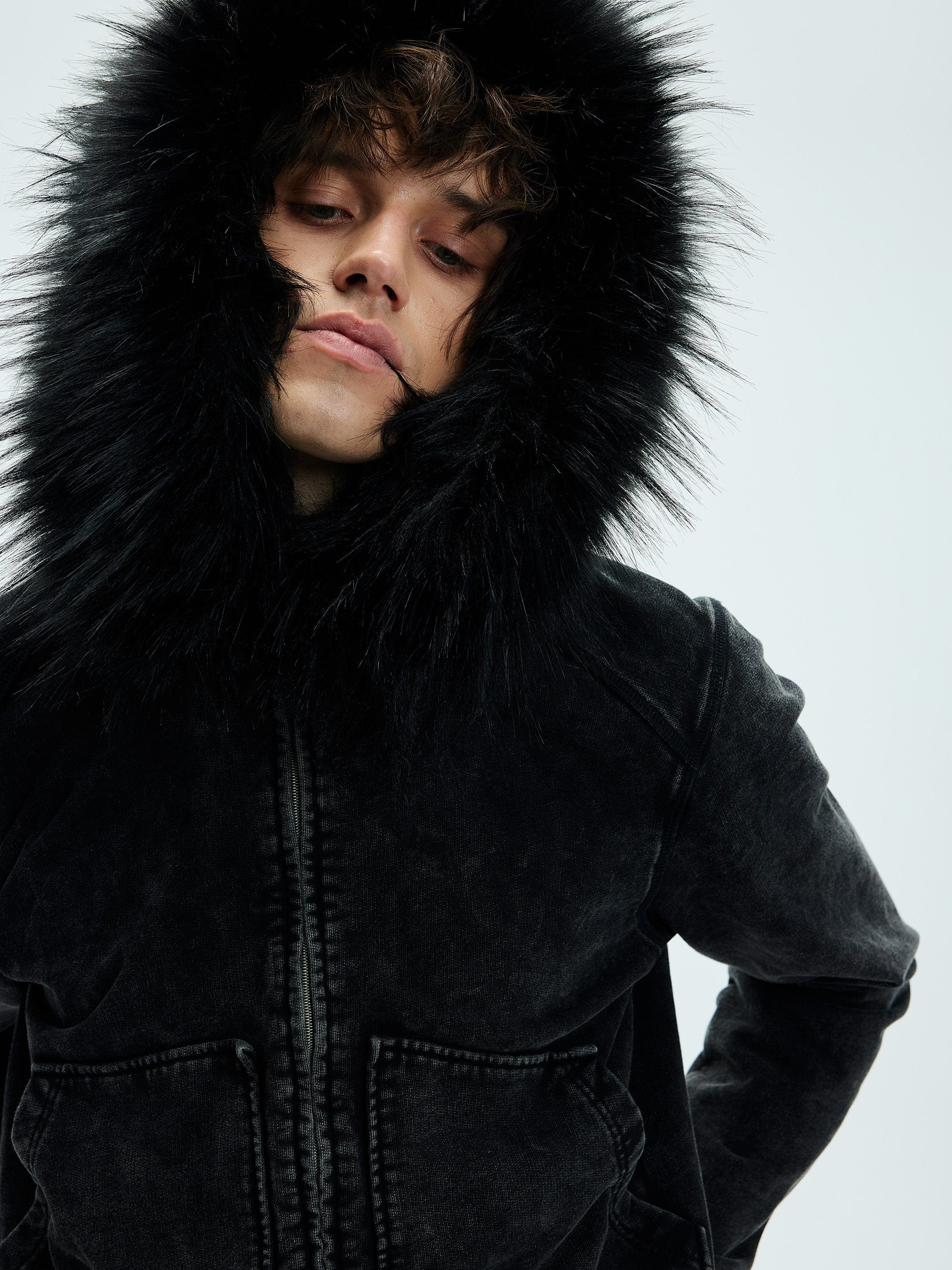 Fur Hood Washed Jacket