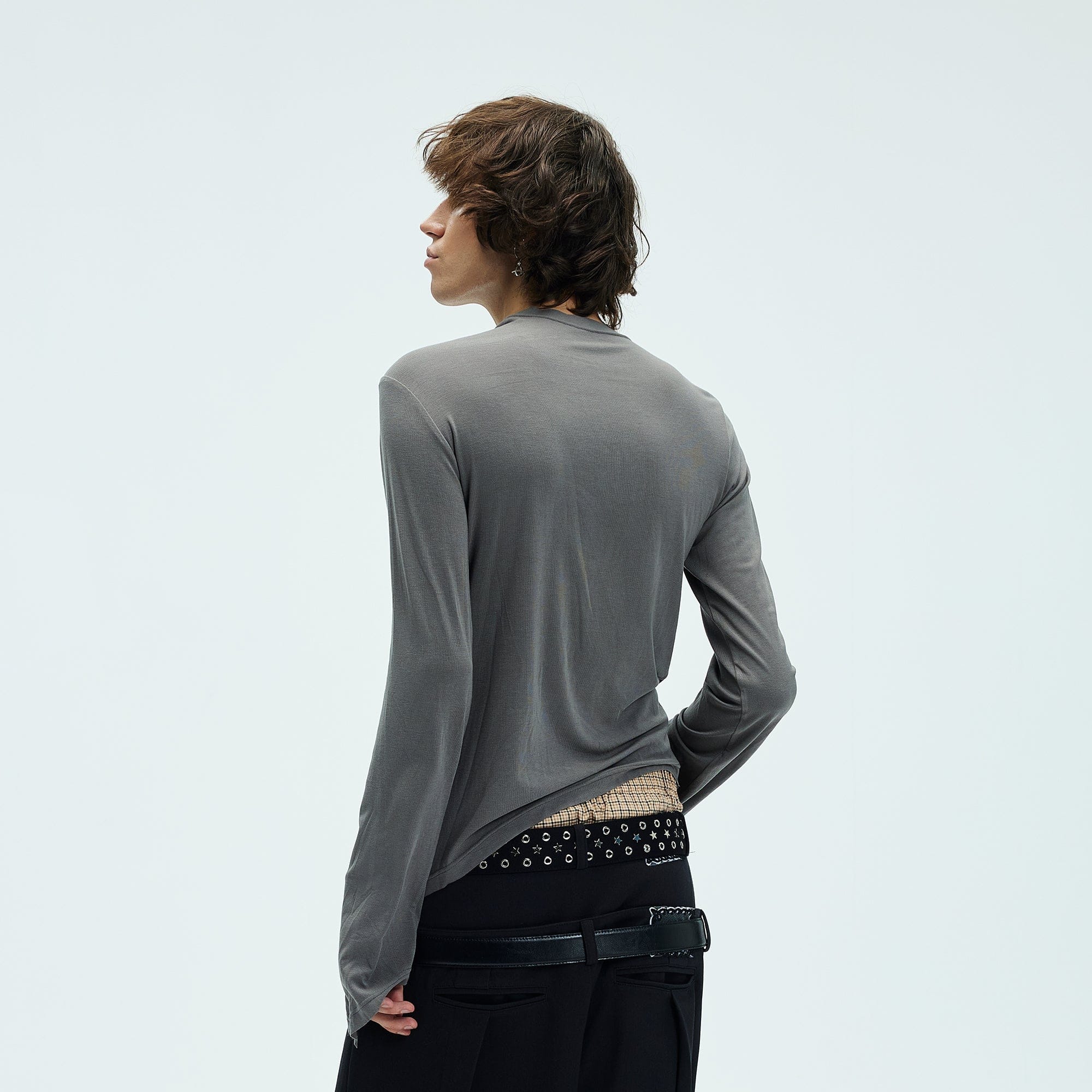 Asymmetric High Neck Slim Sweatshirt