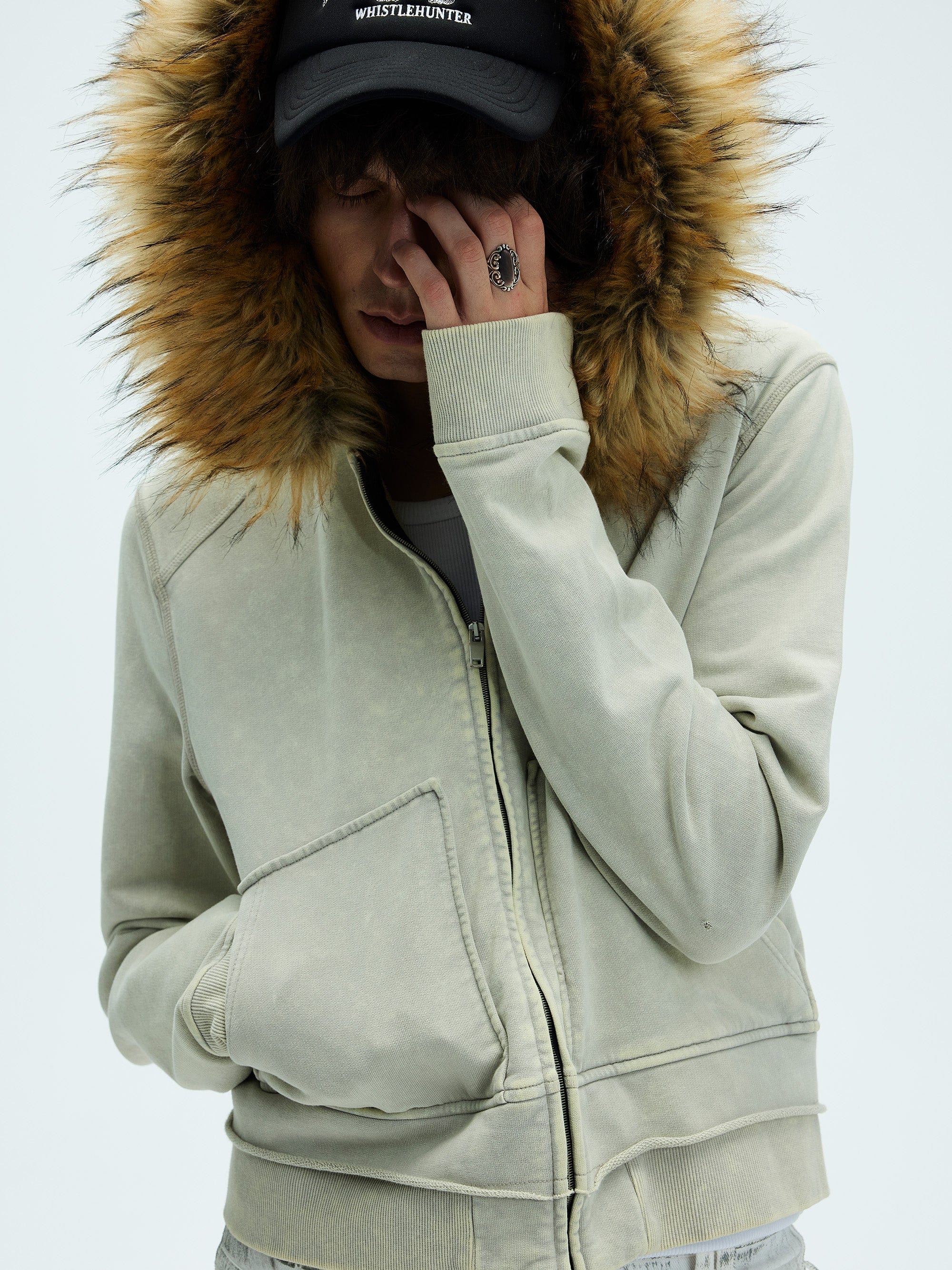 Fur Hood Washed Jacket