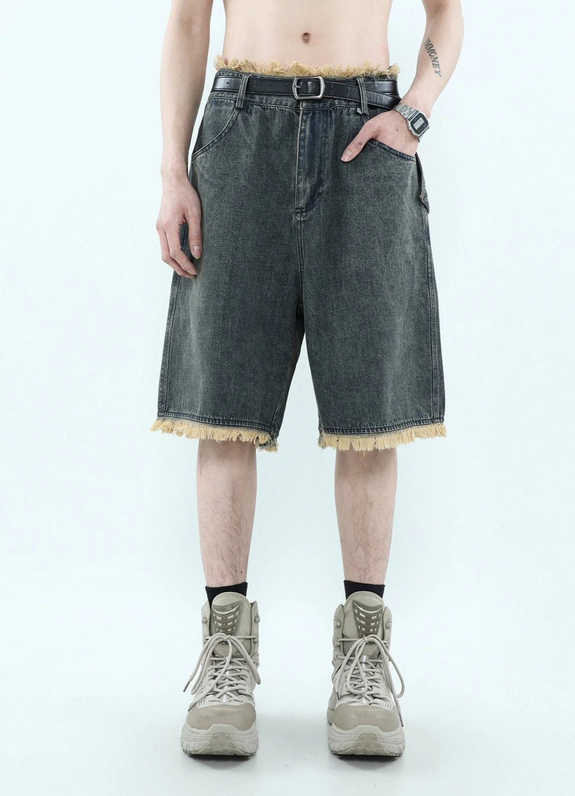 Frayed Edge Denim Bermuda Shorts