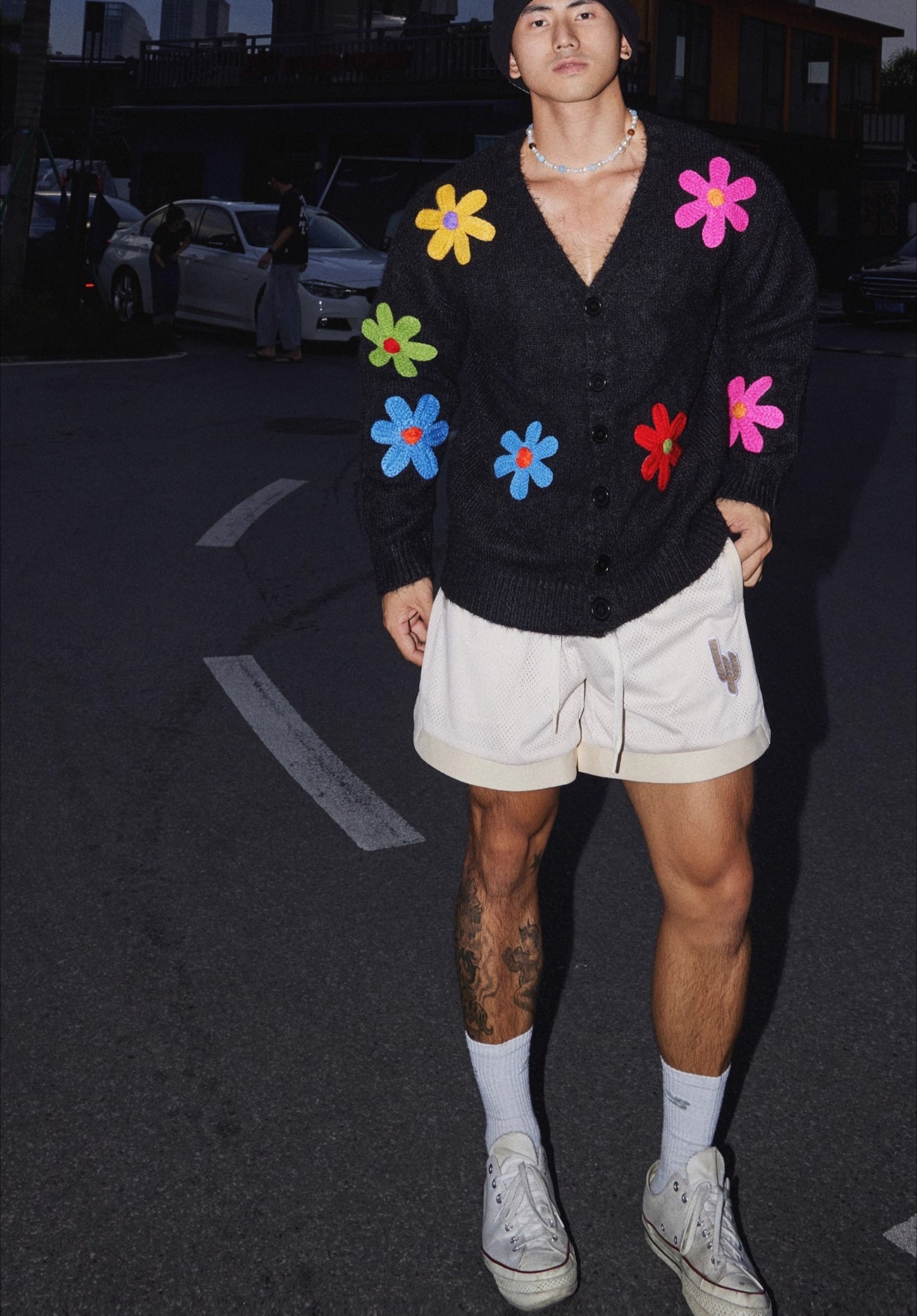 Floral Pattern Button Down Knit Cardigan