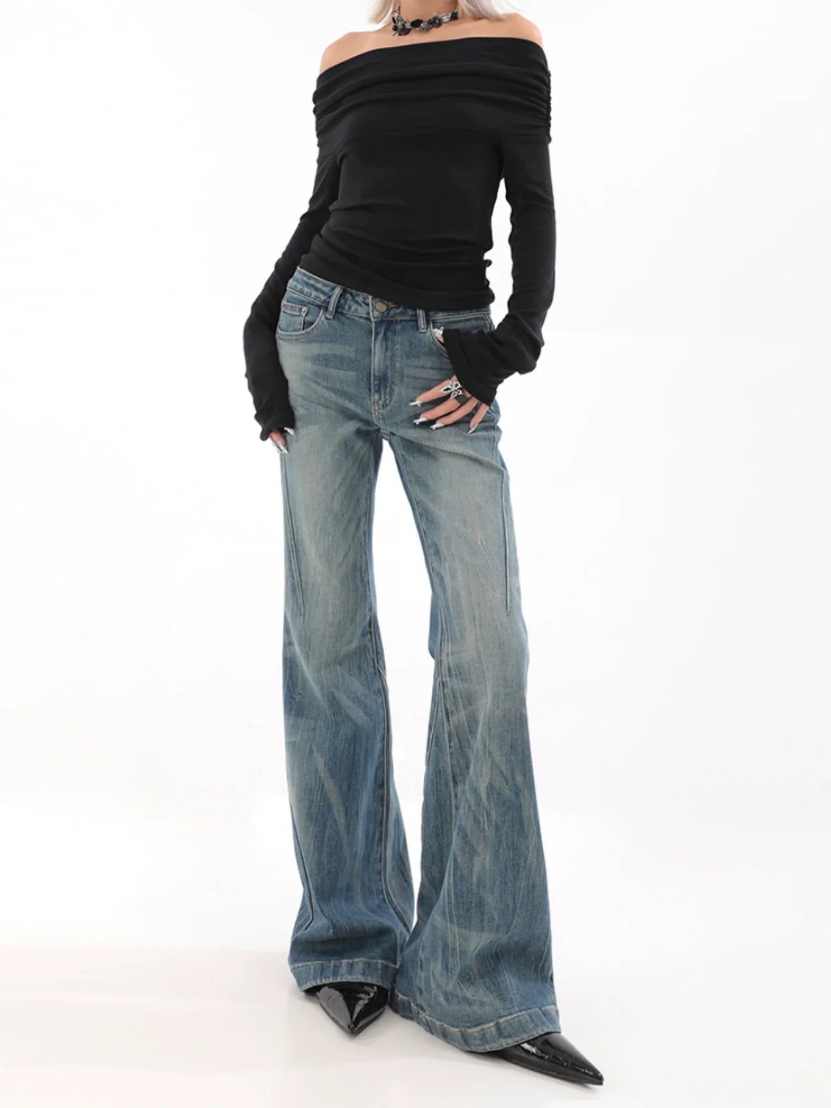 Light Wash Bell Bottom Flare Jeans