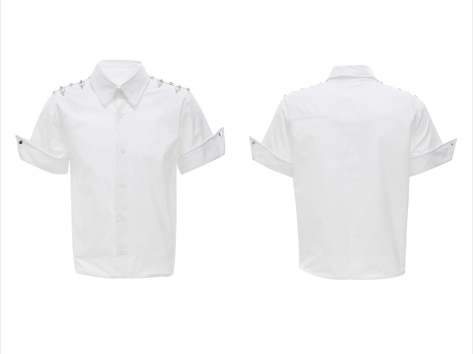 White Short Sleeve Button-Up Shirt