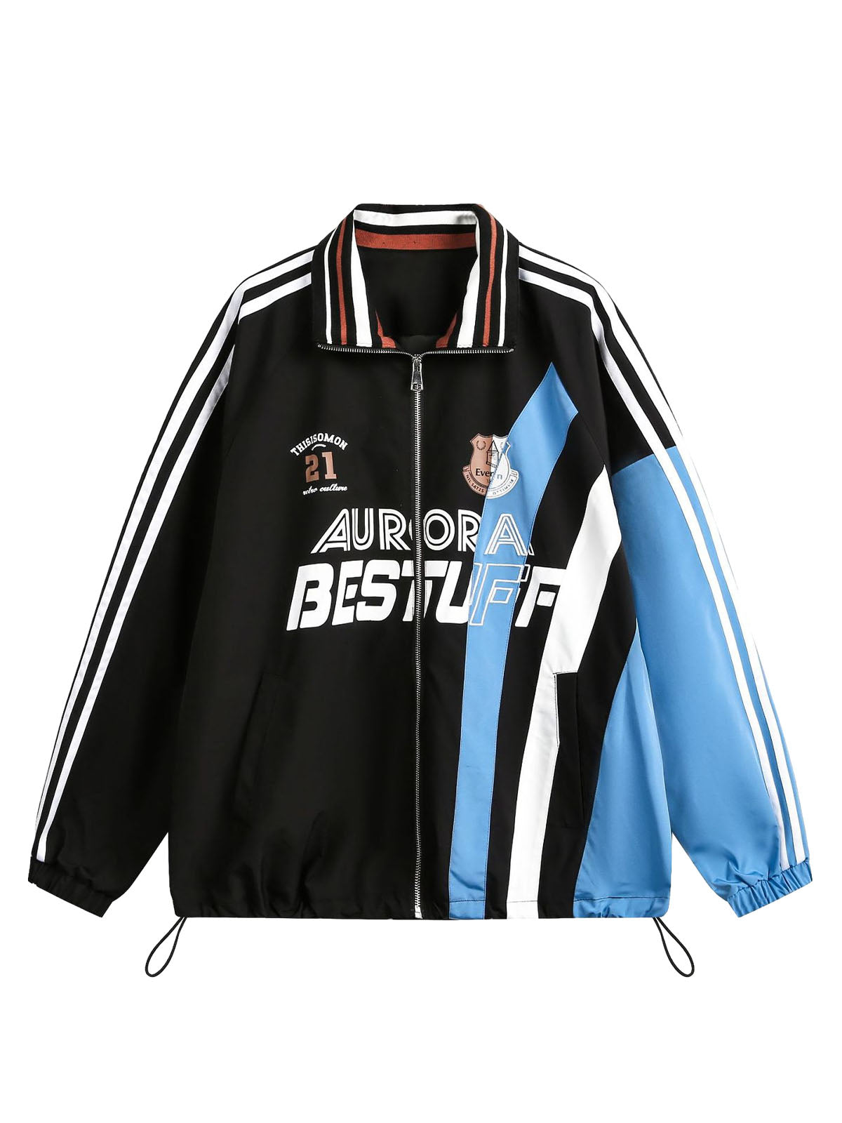 Vintage-Style Two-Tone Athletic Track Jacket