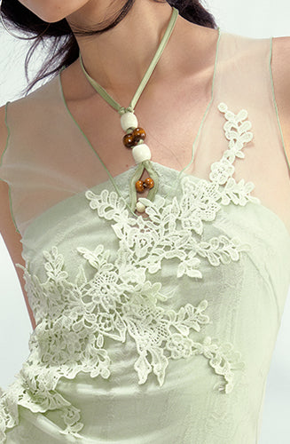 Brown Mesh Lace Sleeveless Blouse