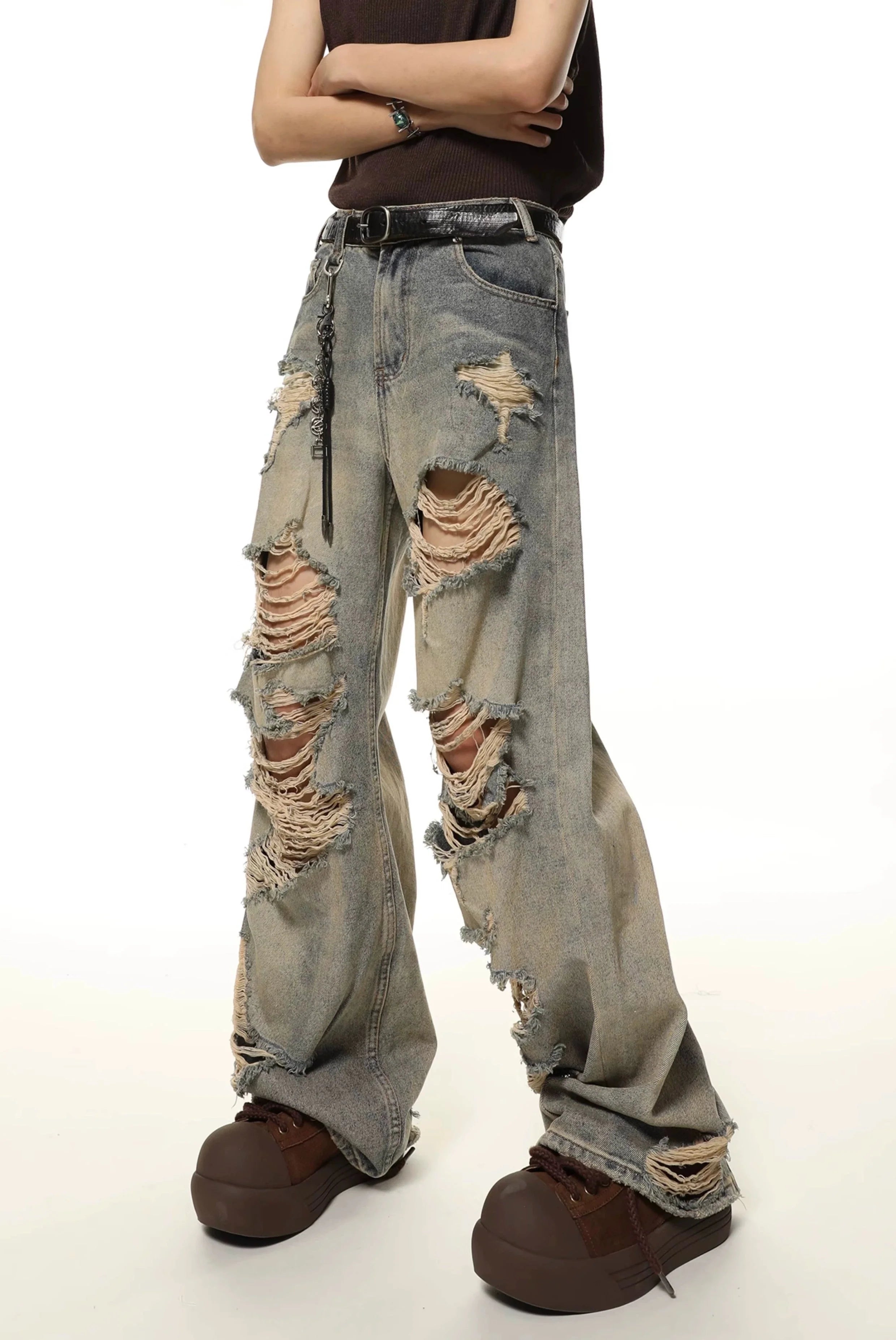 Ripped Baggy Grunge Denim Jeans