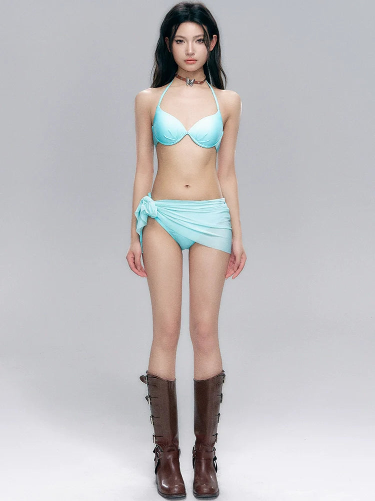Aqua Blue Halter Bikini Set