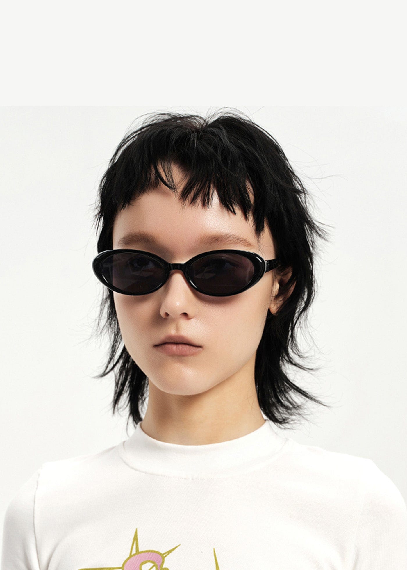 Clear Frame Retro Ellipse Sunglasses