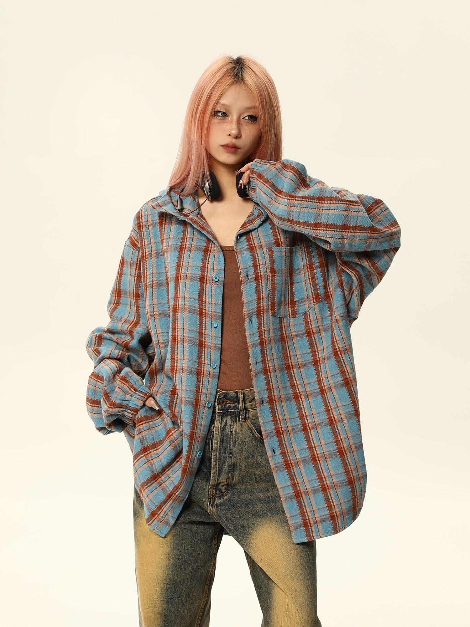 Oversized Plaid Flannel Maillard Shirt