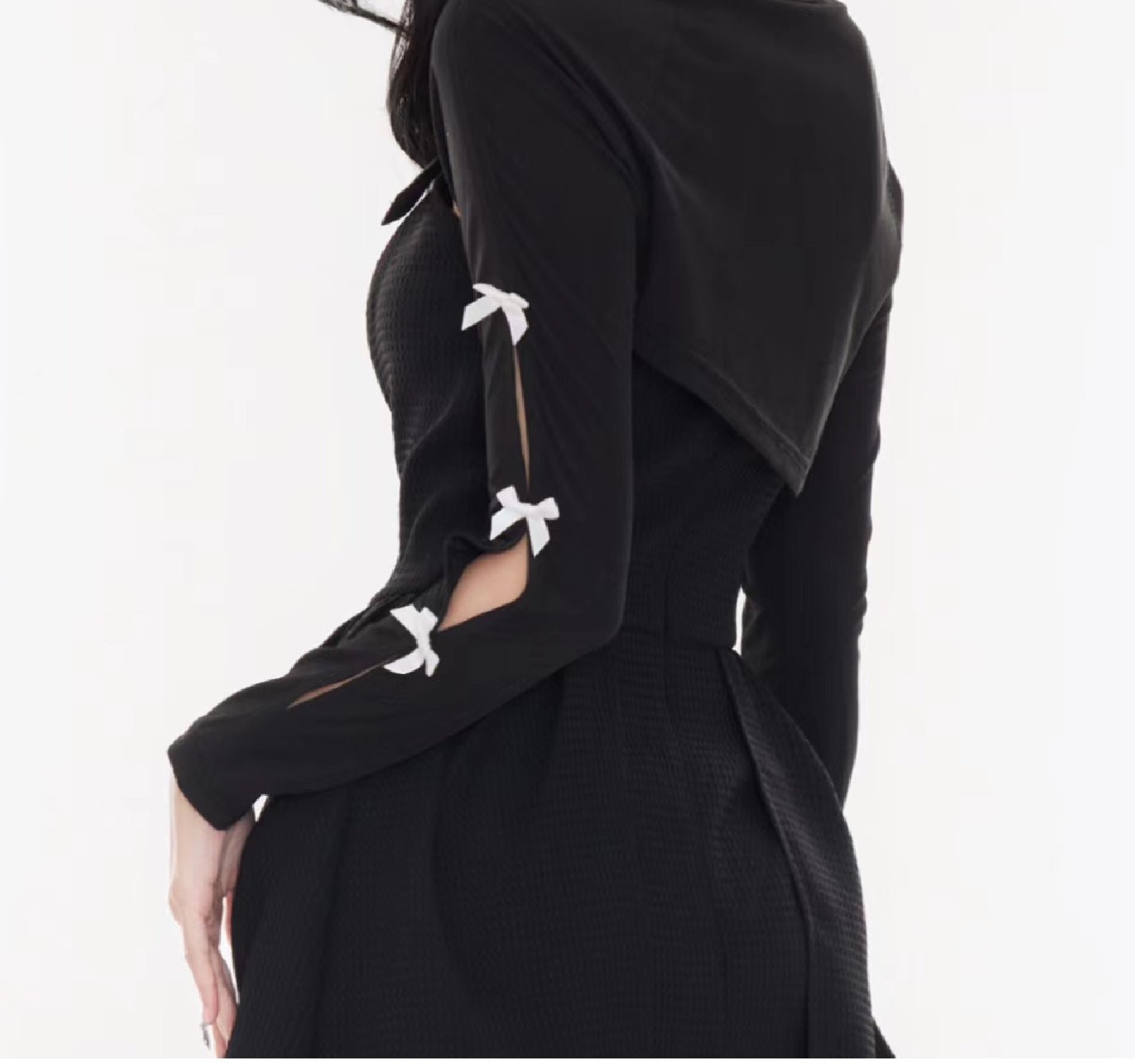 Hollow-Out Bow Tie Black Sunscreen Cardigan