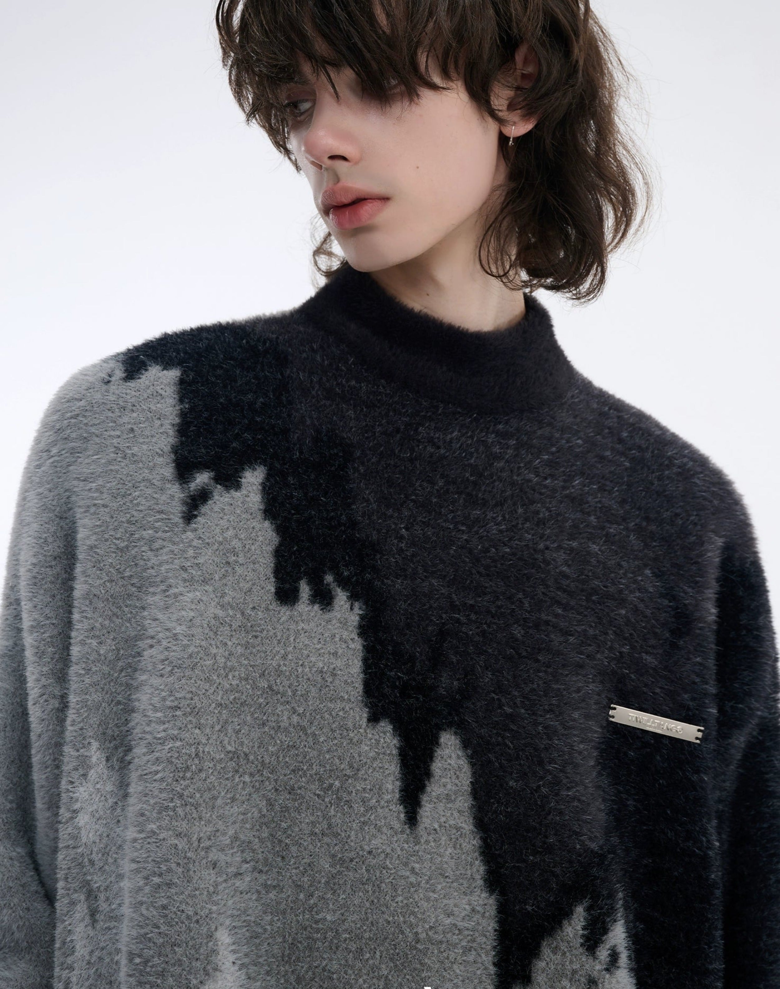 Trendy Tri Tone Drip Effect Sweater - chiclara