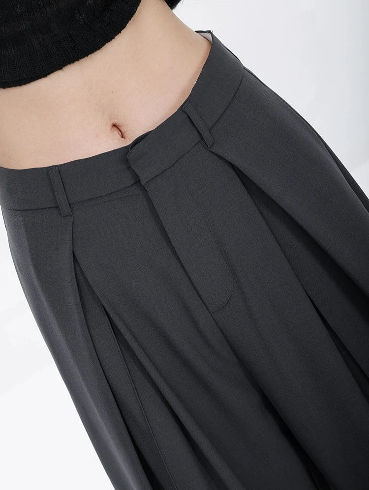 Gray Elegance Wide Leg Pleated Pants