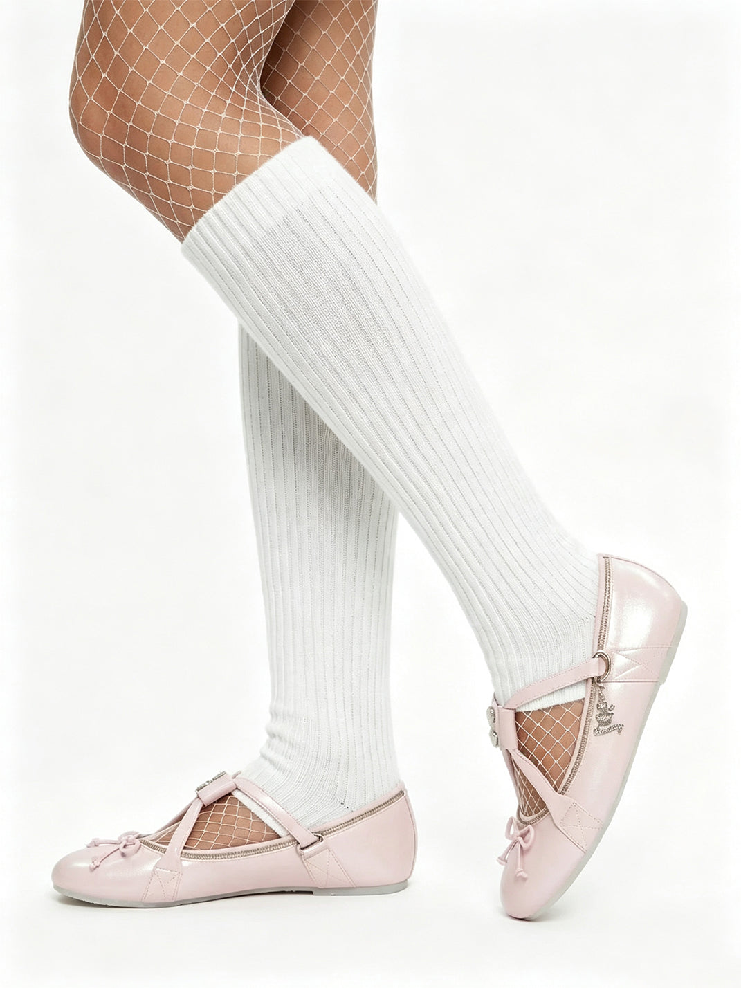 Zip-Detail Cross-Strap Bow Ballet Flats - view 2