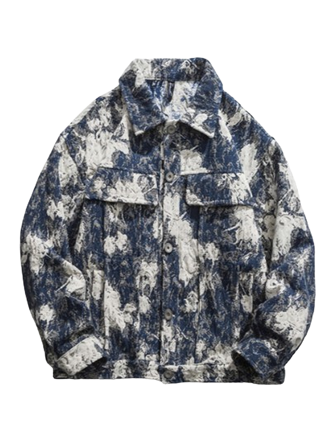 Jacquard Tie Dye Denim Jacke