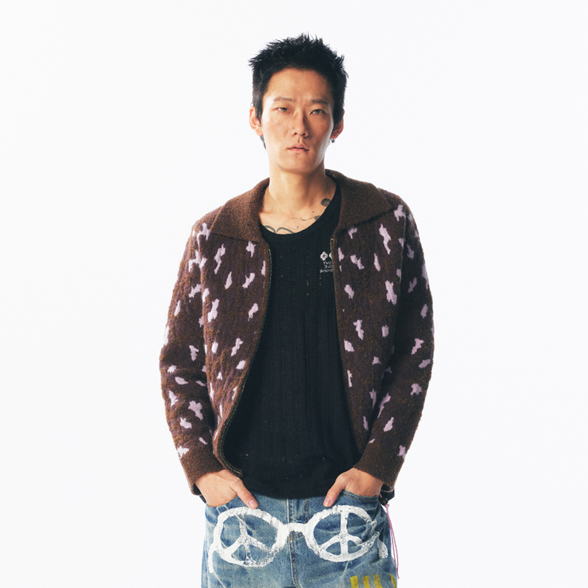 Strawberry Leopard Dual-Zip Knit Jacket