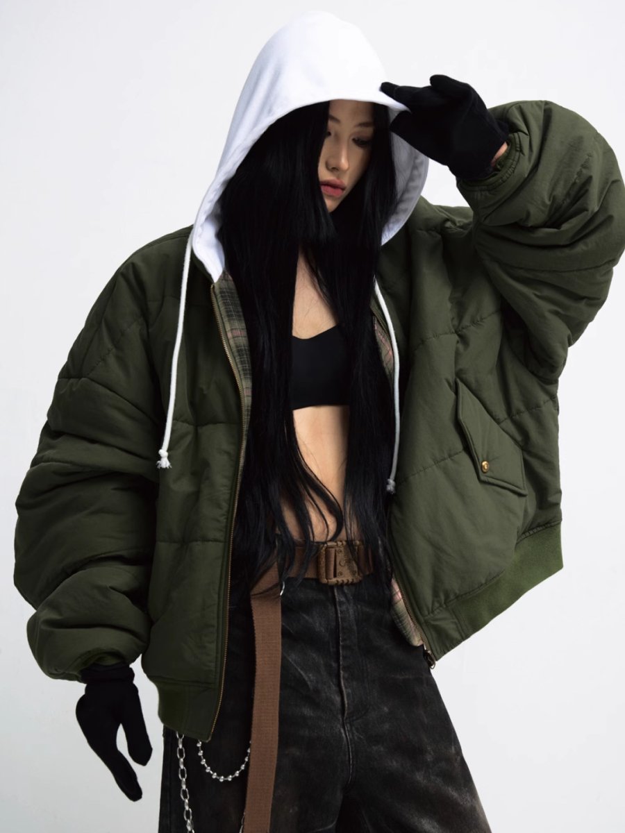 Reversible Olive Green Puffer Jacket