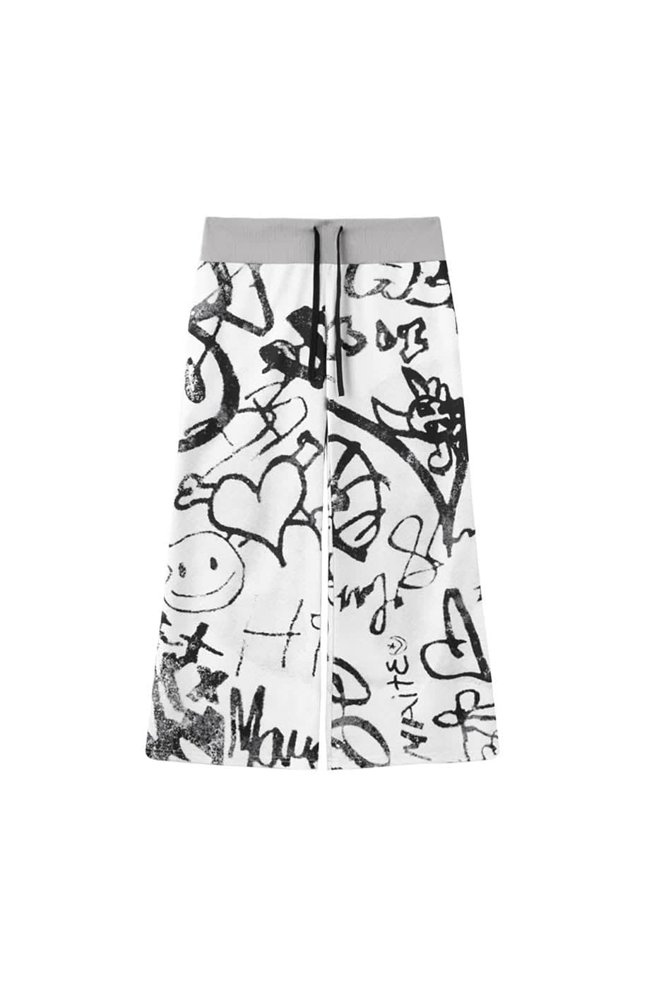 Graffiti Print Wide Leg Pants