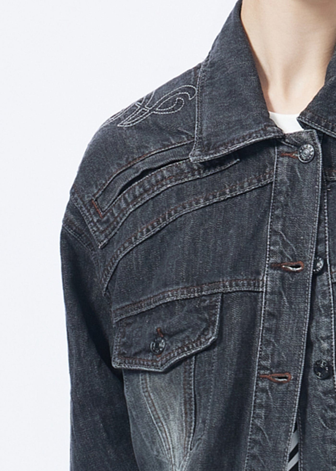 Washed Black Denim Jacket