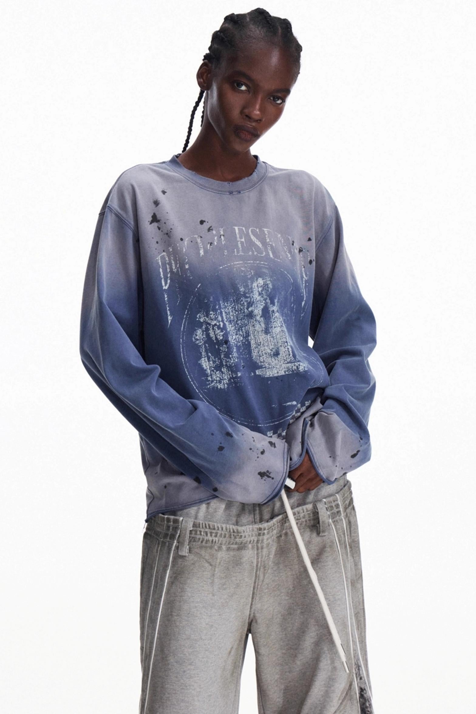 Men's Vintage Gradient Pullover Sweatshirt