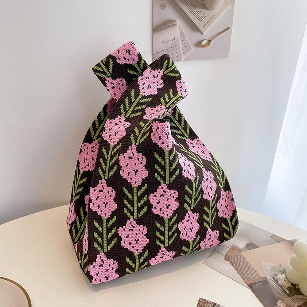 Retro Pattern Knit Storage Pouch