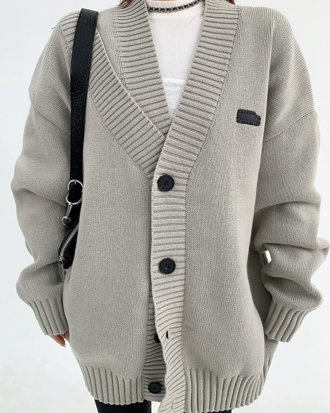 Asymmetrical Ink Studio Oversized Knit Cardigan