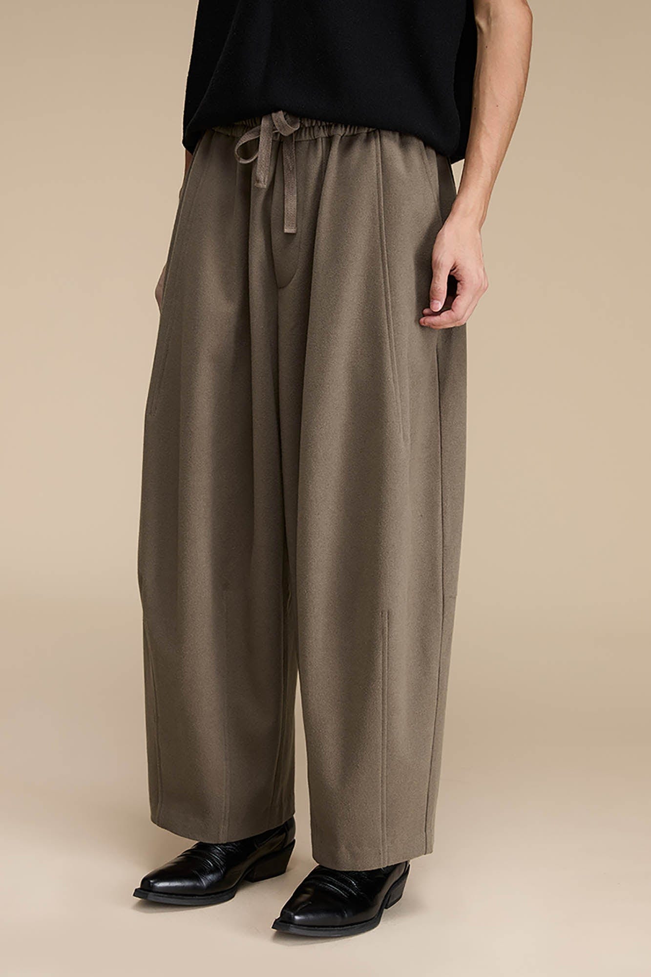 Drawstring Waist Wide-Leg Pants