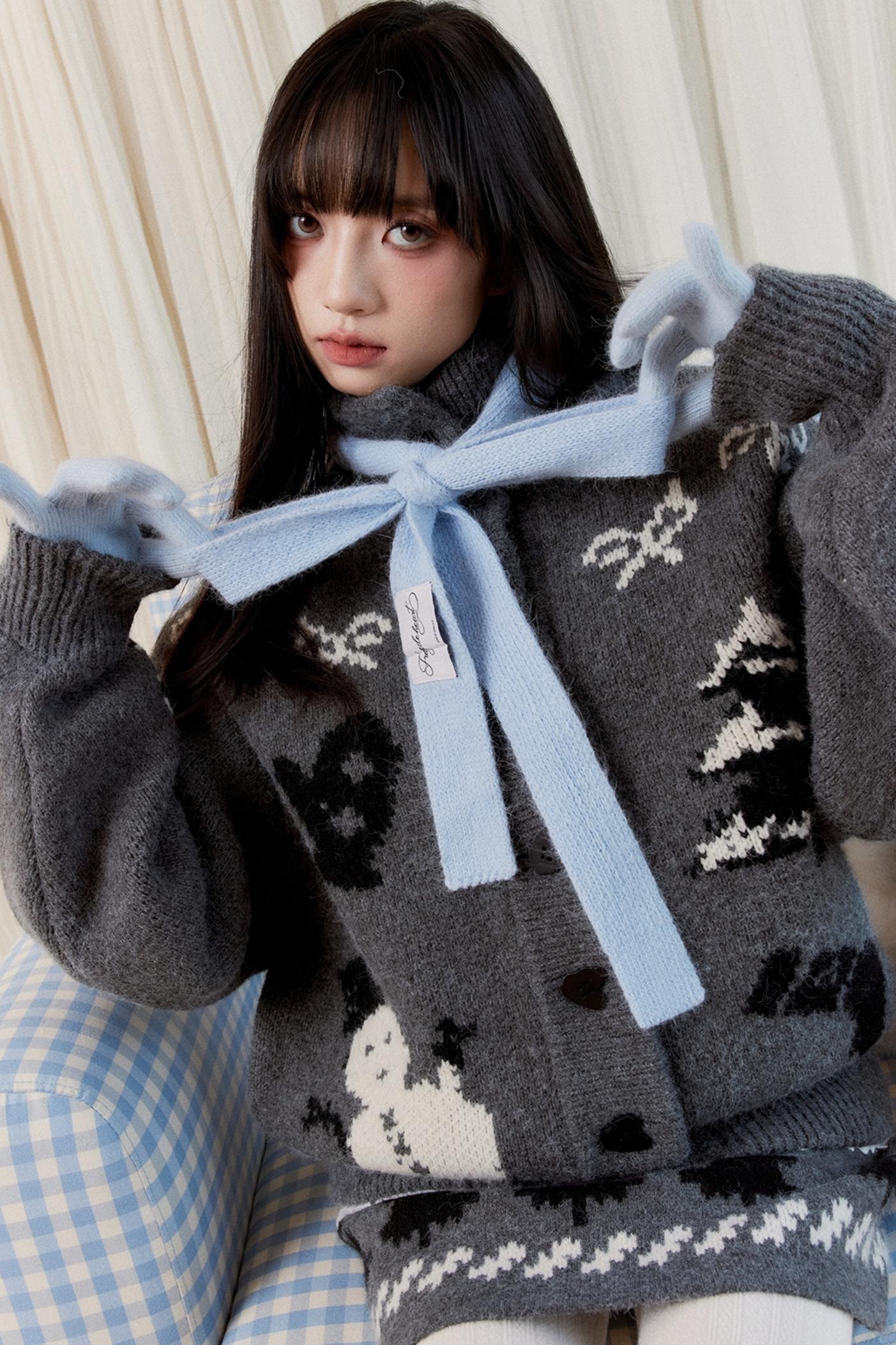 Winter Bow Cardigan Set